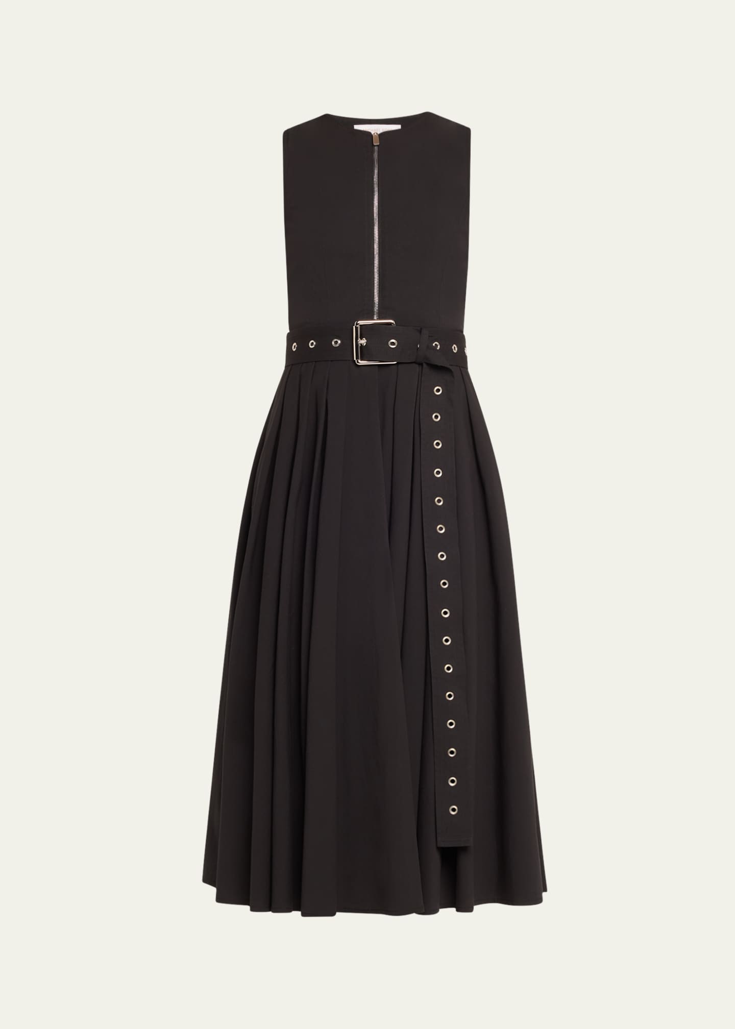 Michael Kors Collection Zip Up Cotton Poplin Belted Midi Dress Bergdorf Goodman