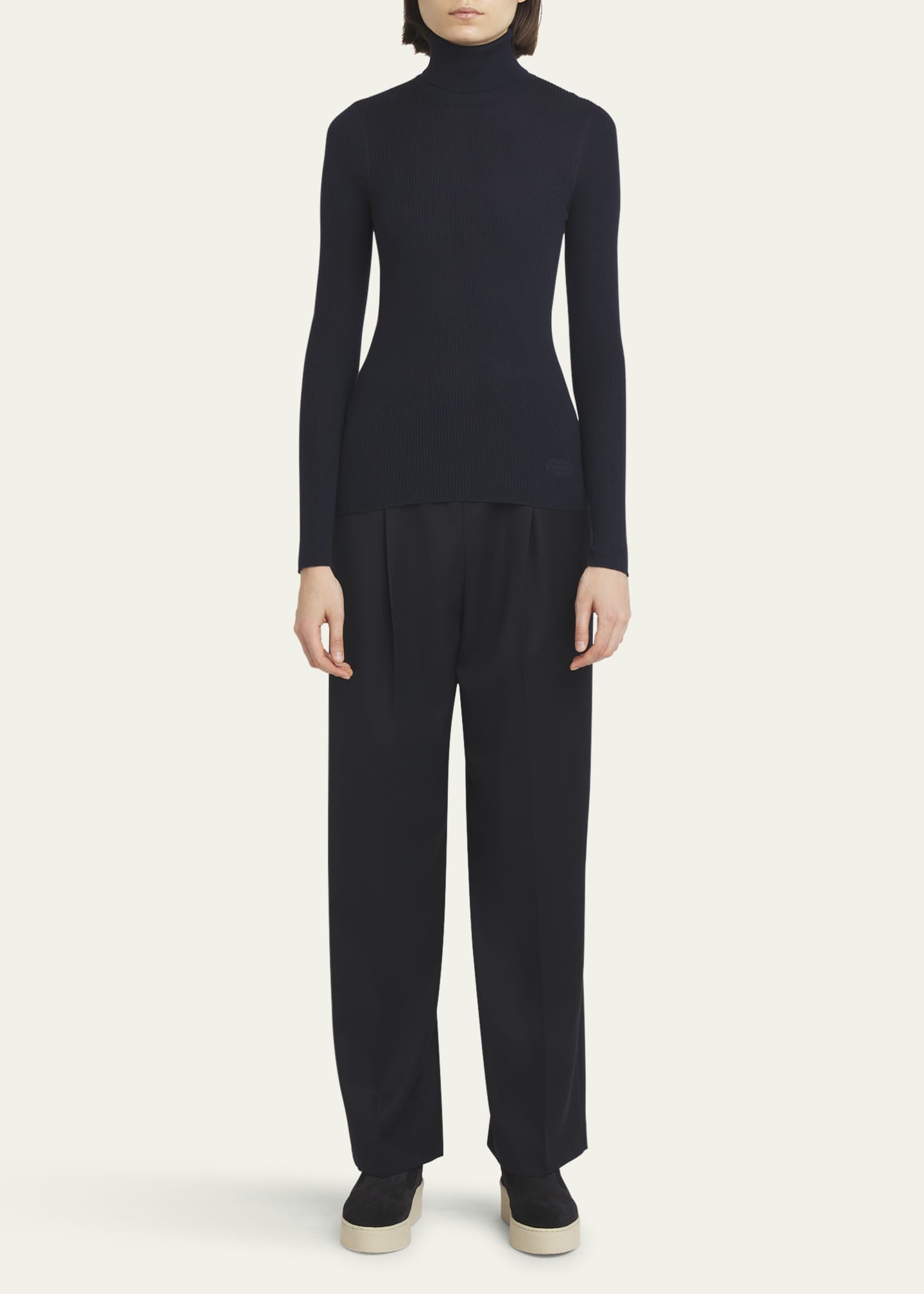 Agnona Ribbed Wool Cashmere Turtleneck Image 2 of 5