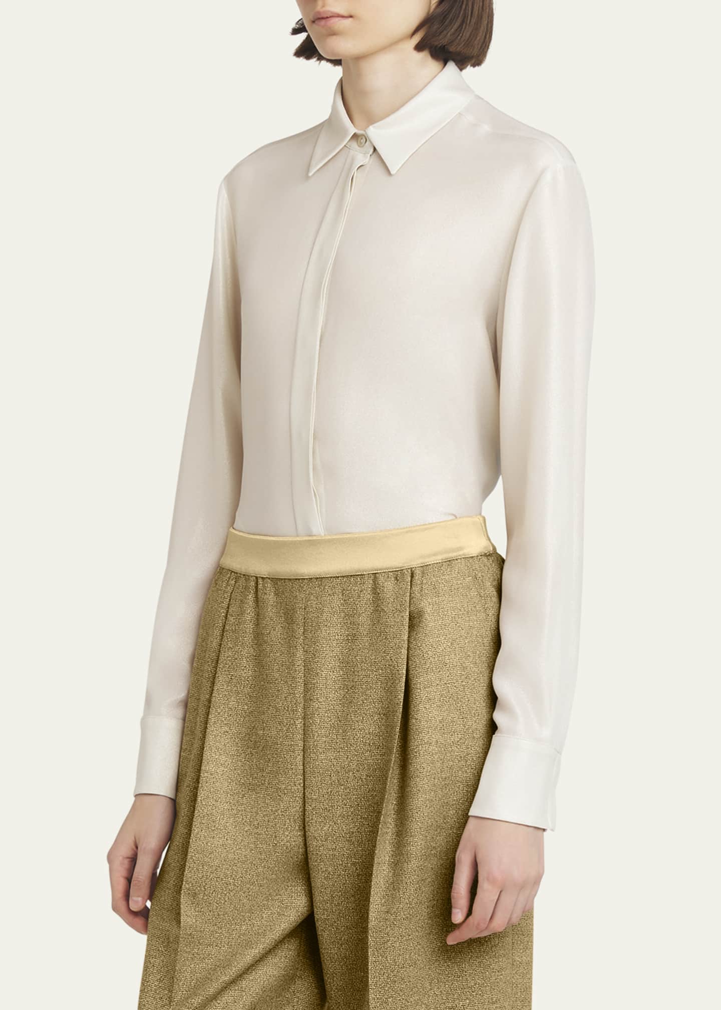 Agnona Button Down Brilliance Silk Blouse Image 4 of 5