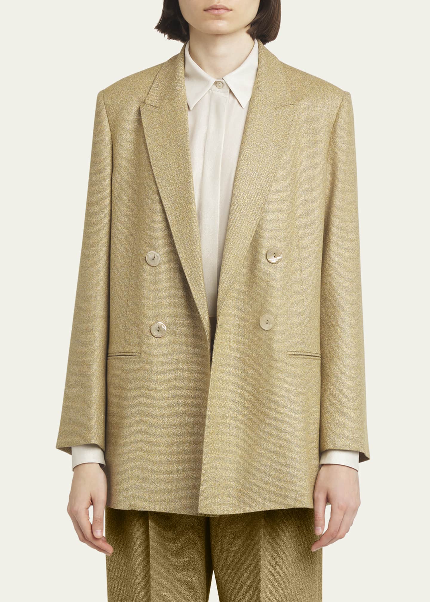 Agnona Long Double Breasted Wool Jacket Image 4 of 5