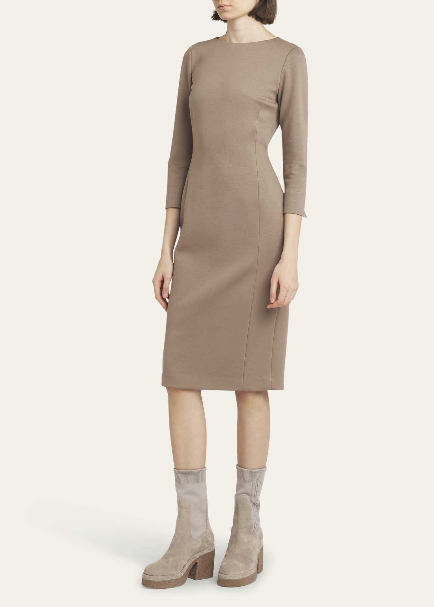 Agnona Pencil Stretch Jersey Midi Dress Image 4 of 5