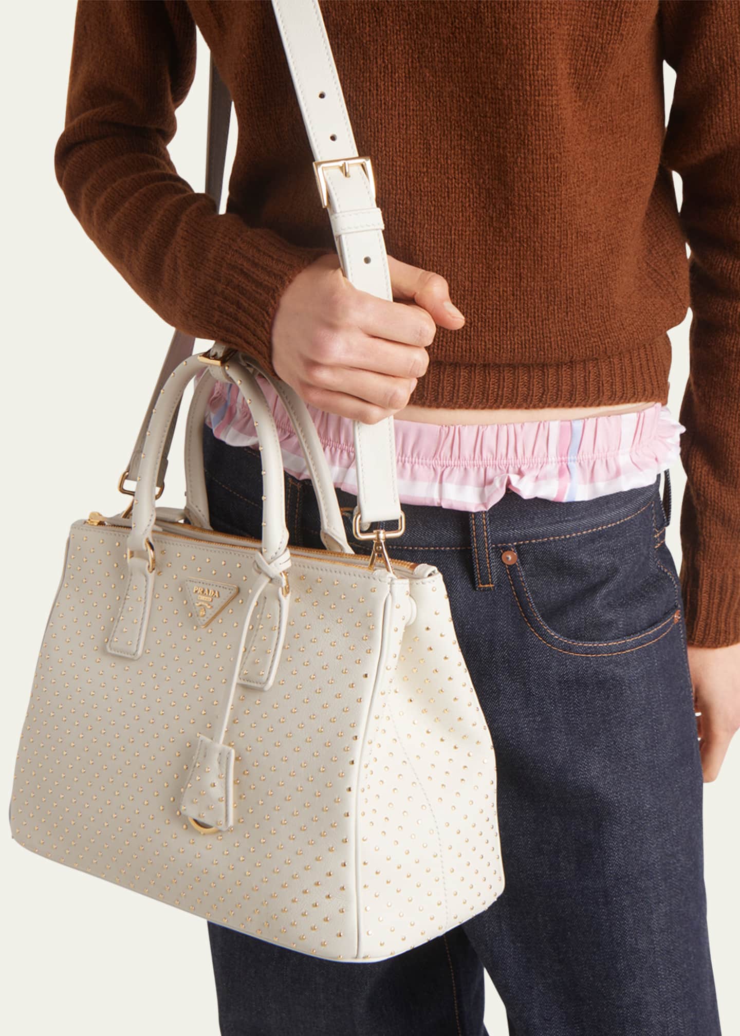 Prada Galleria Large Studded Leather Top-Handle Bag Image 2 of 5