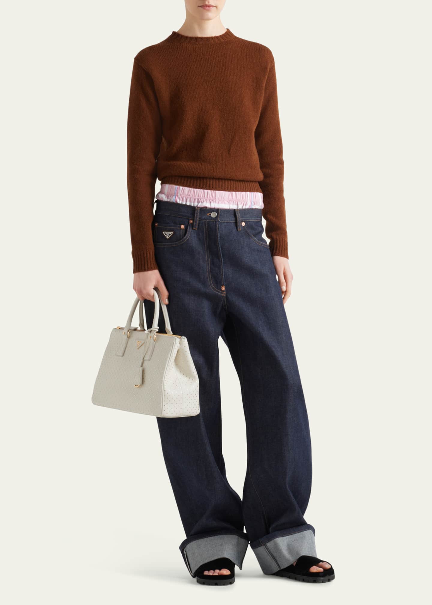 Prada Galleria Large Studded Leather Top-Handle Bag Image 5 of 5