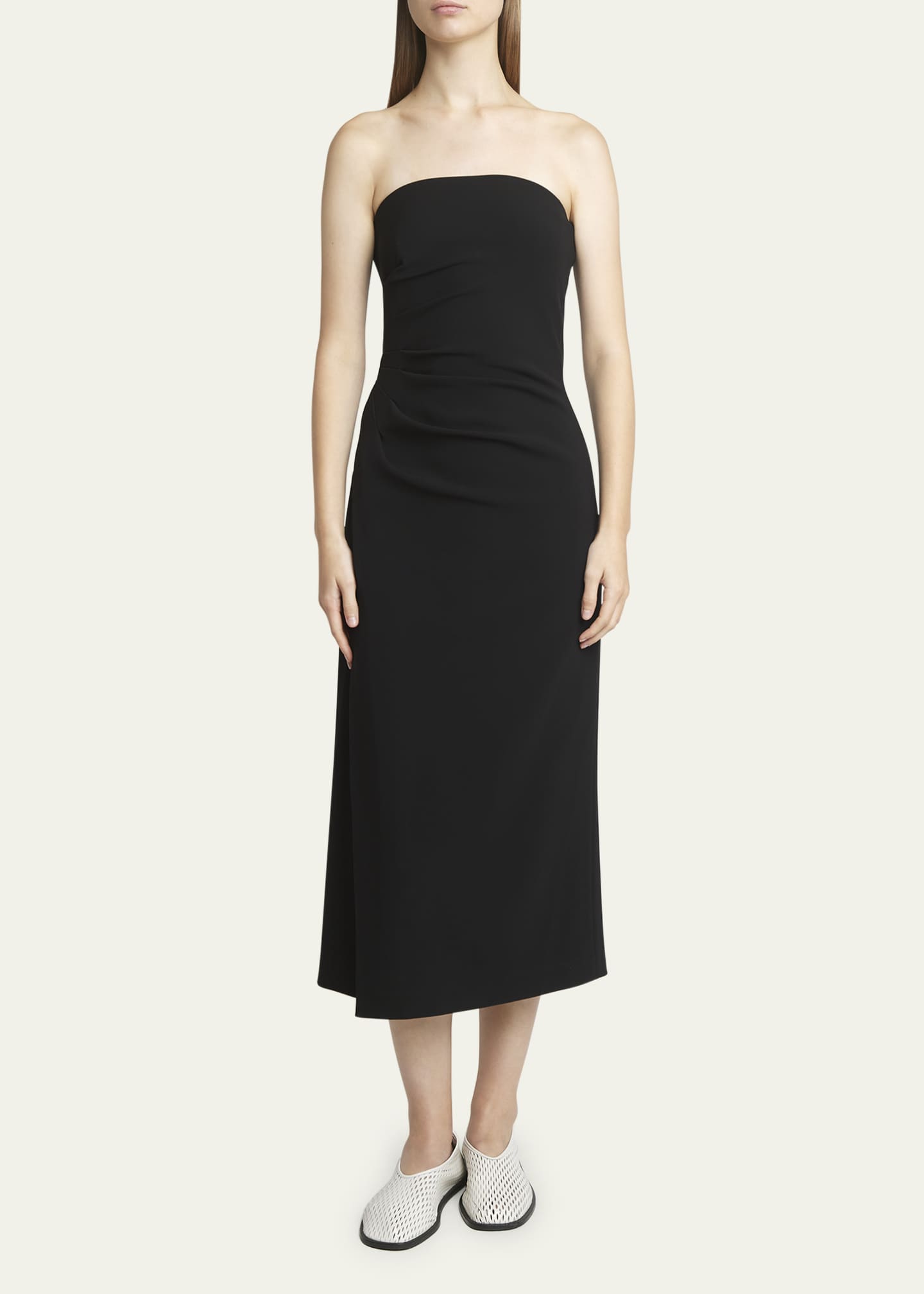 Proenza Schouler Shira Strapless Draped Matte Crepe Midi Dress Image 2 of 5