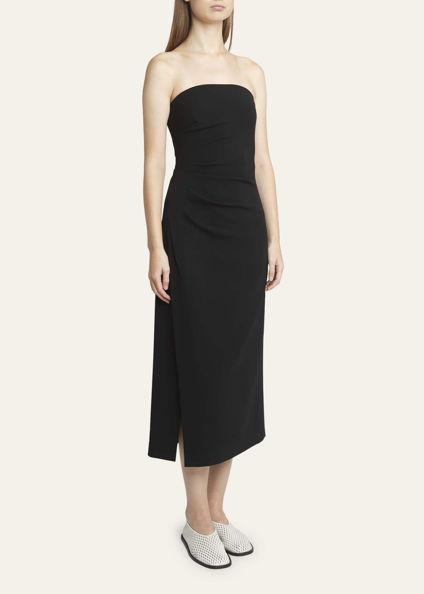 Proenza Schouler Shira Strapless Draped Matte Crepe Midi Dress Image 4 of 5