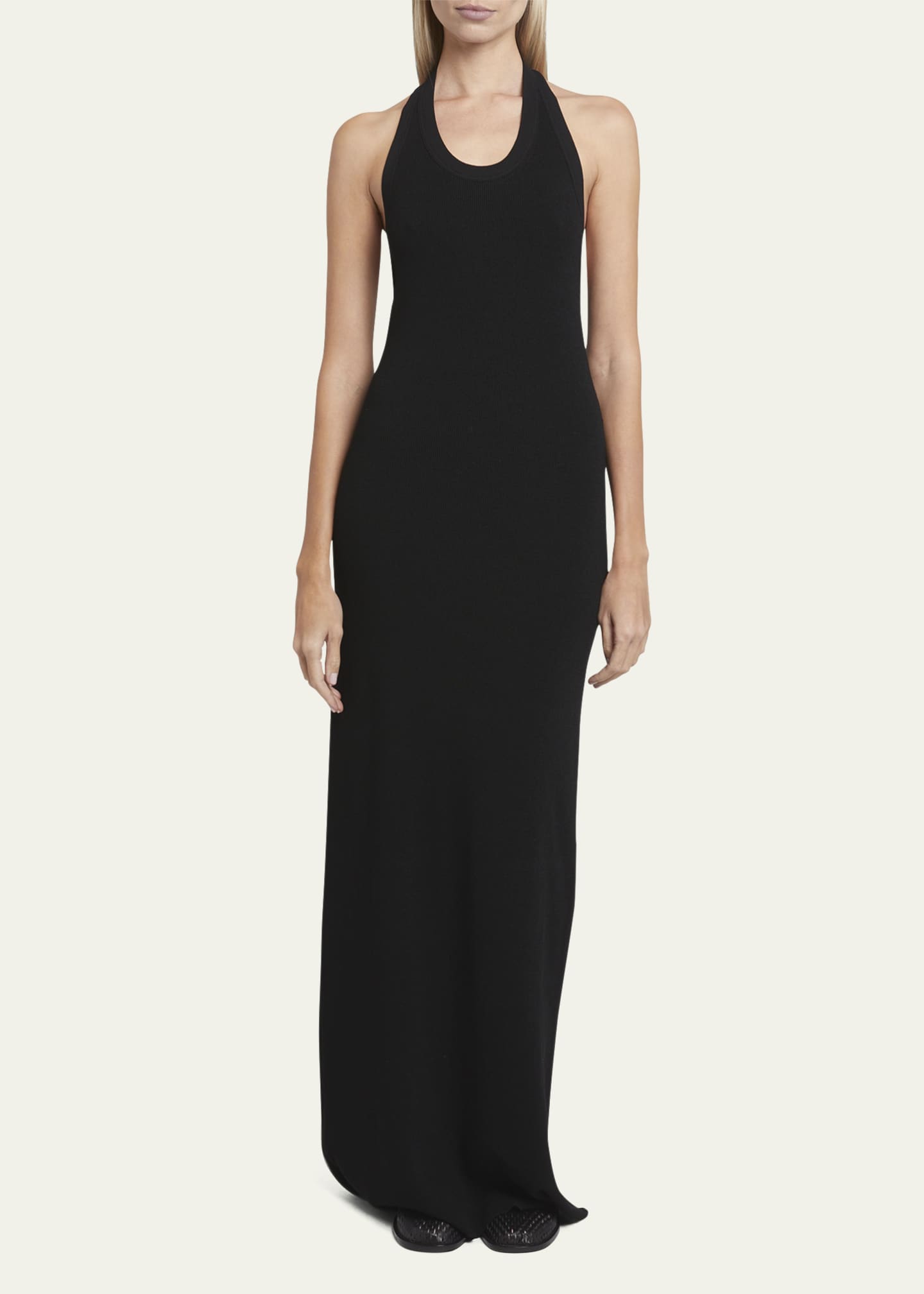 Proenza Schouler Meryl Halter Matte Crepe Rib Knit Maxi Dress Image 2 of 5