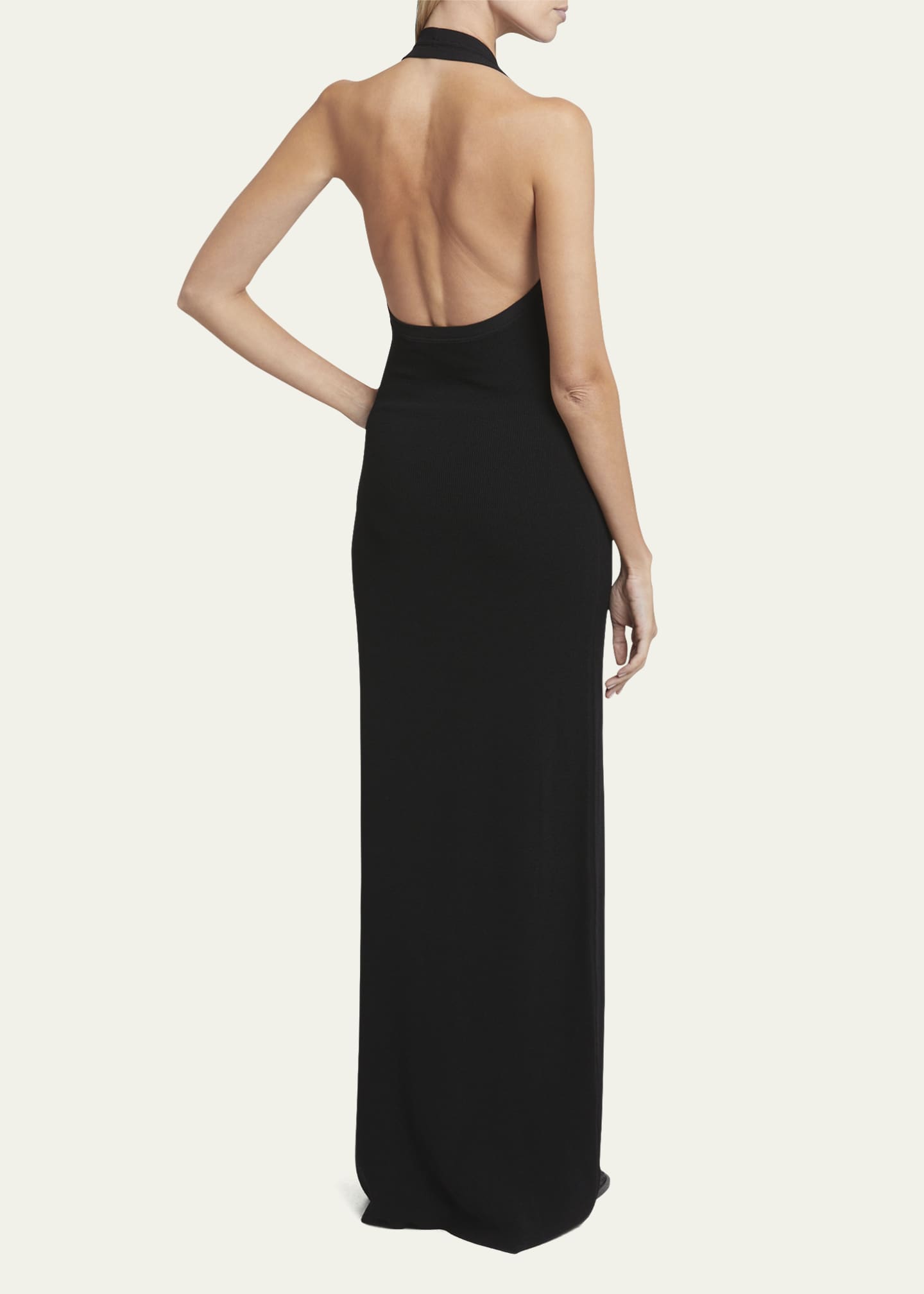 Proenza Schouler Meryl Halter Matte Crepe Rib Knit Maxi Dress Image 3 of 5