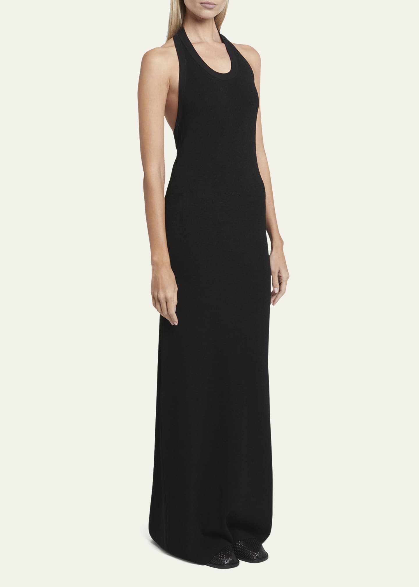 Proenza Schouler Meryl Halter Matte Crepe Rib Knit Maxi Dress Image 4 of 5