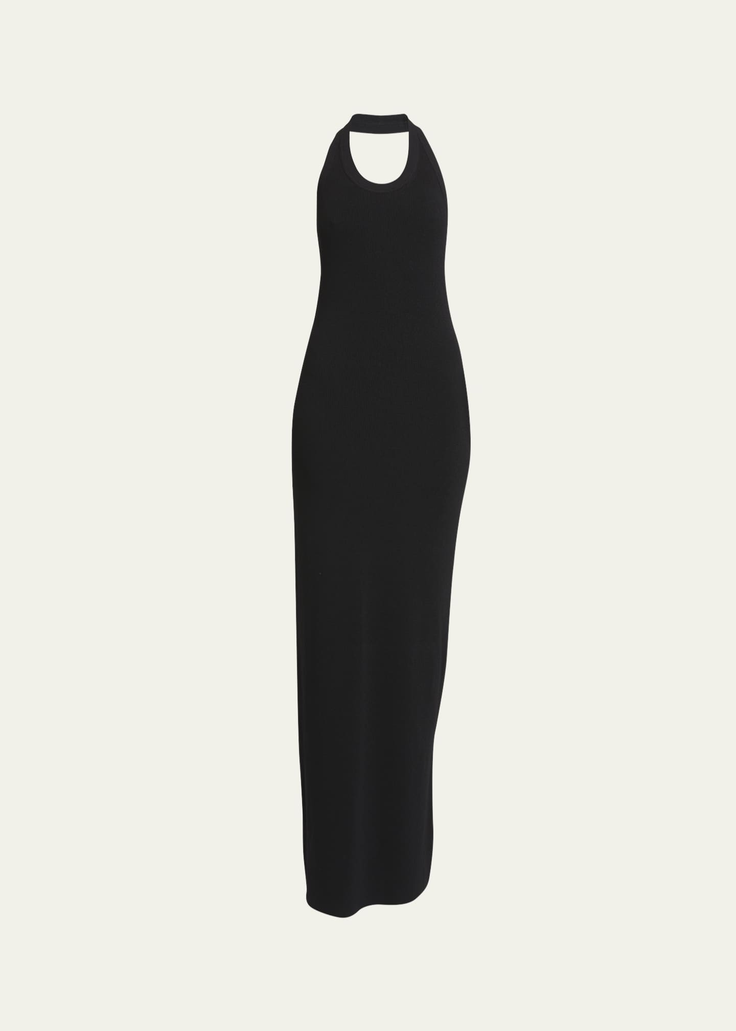 Proenza Schouler Meryl Halter Matte Crepe Rib Knit Maxi Dress Image 1 of 5