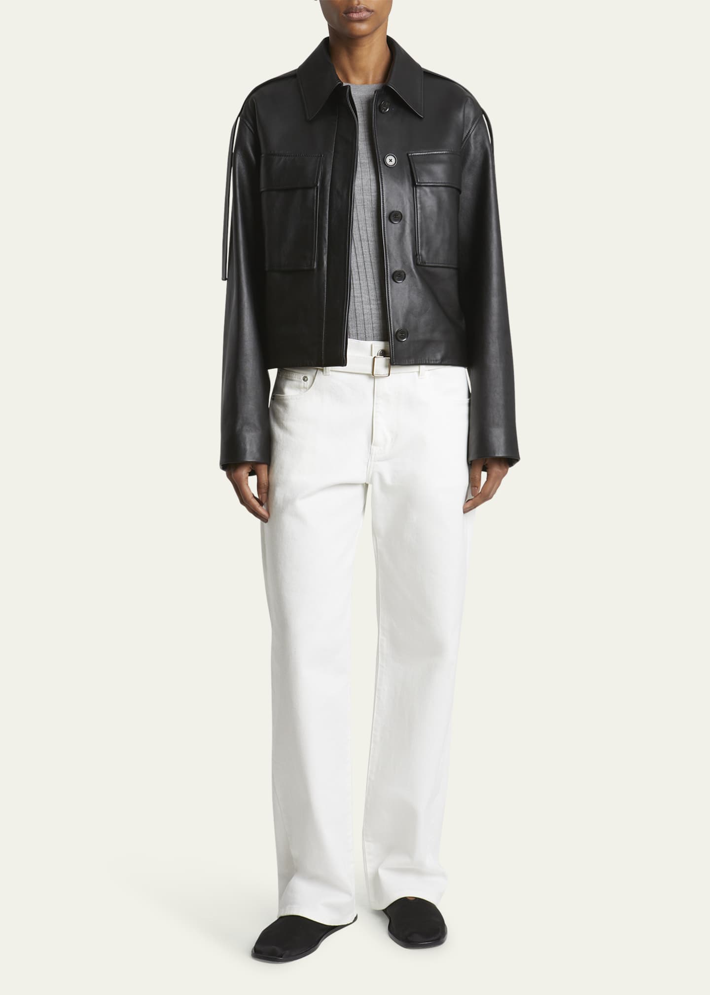 Proenza Schouler Dylan Wide Glossy Leather Jacket Image 2 of 5