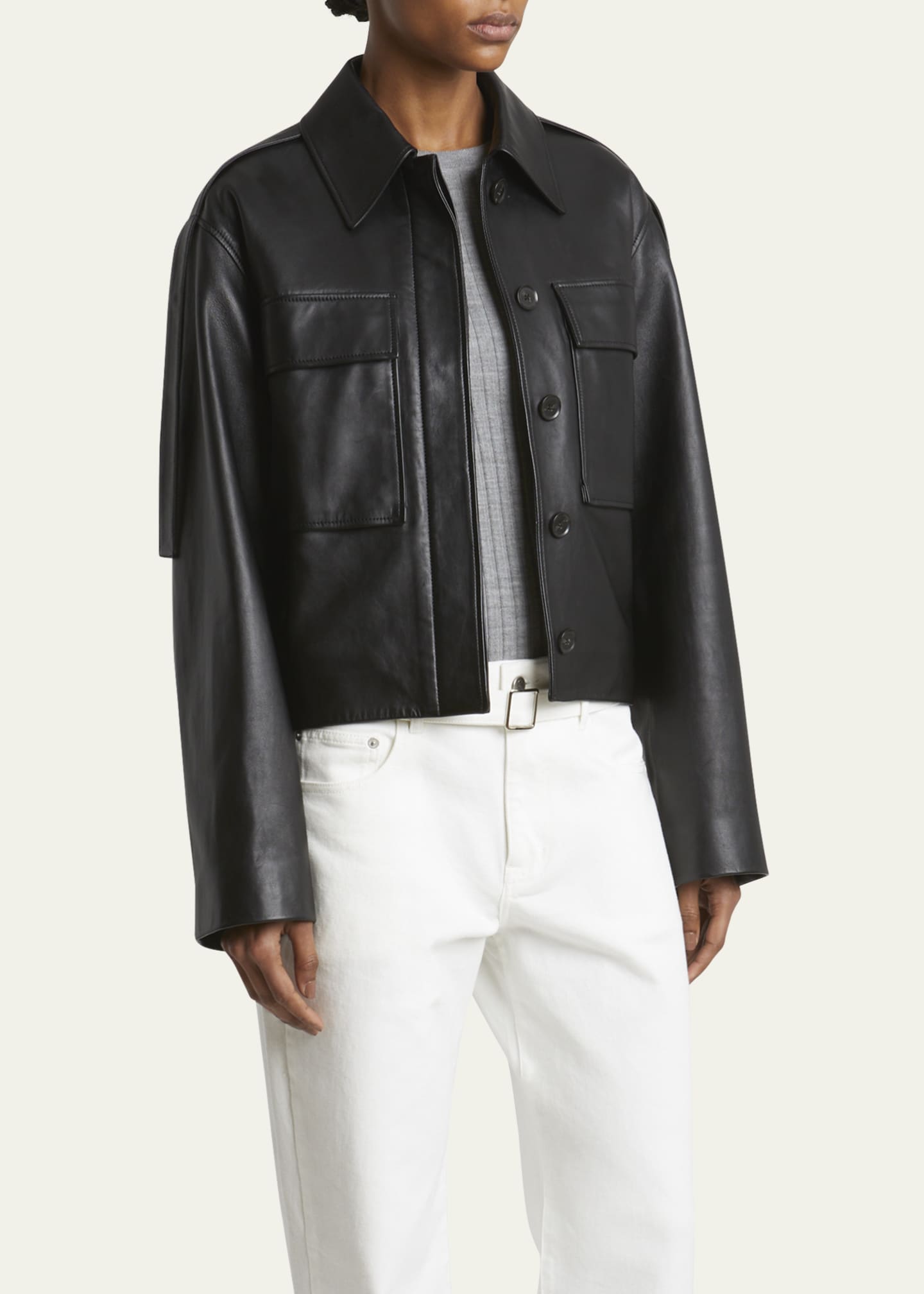 Proenza Schouler Dylan Wide Glossy Leather Jacket Image 4 of 5