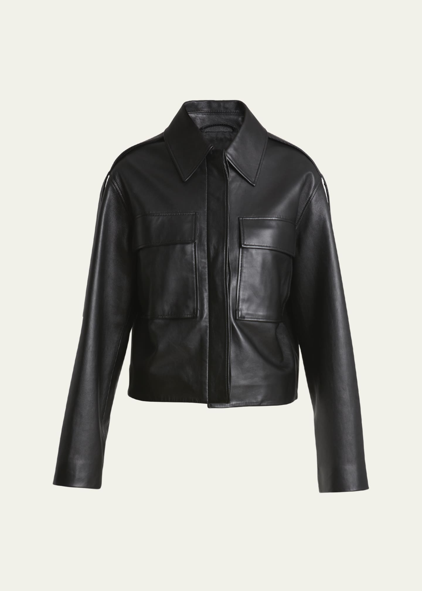 Proenza Schouler Dylan Wide Glossy Leather Jacket Image 1 of 5