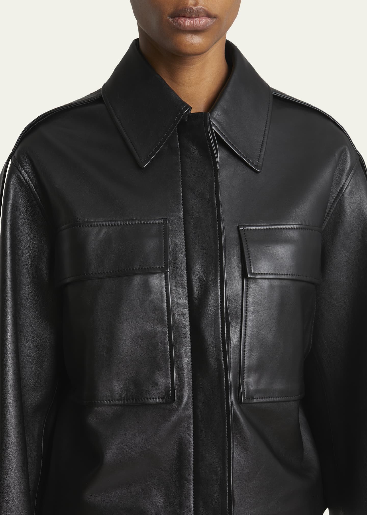 Proenza Schouler Dylan Wide Glossy Leather Jacket Image 5 of 5