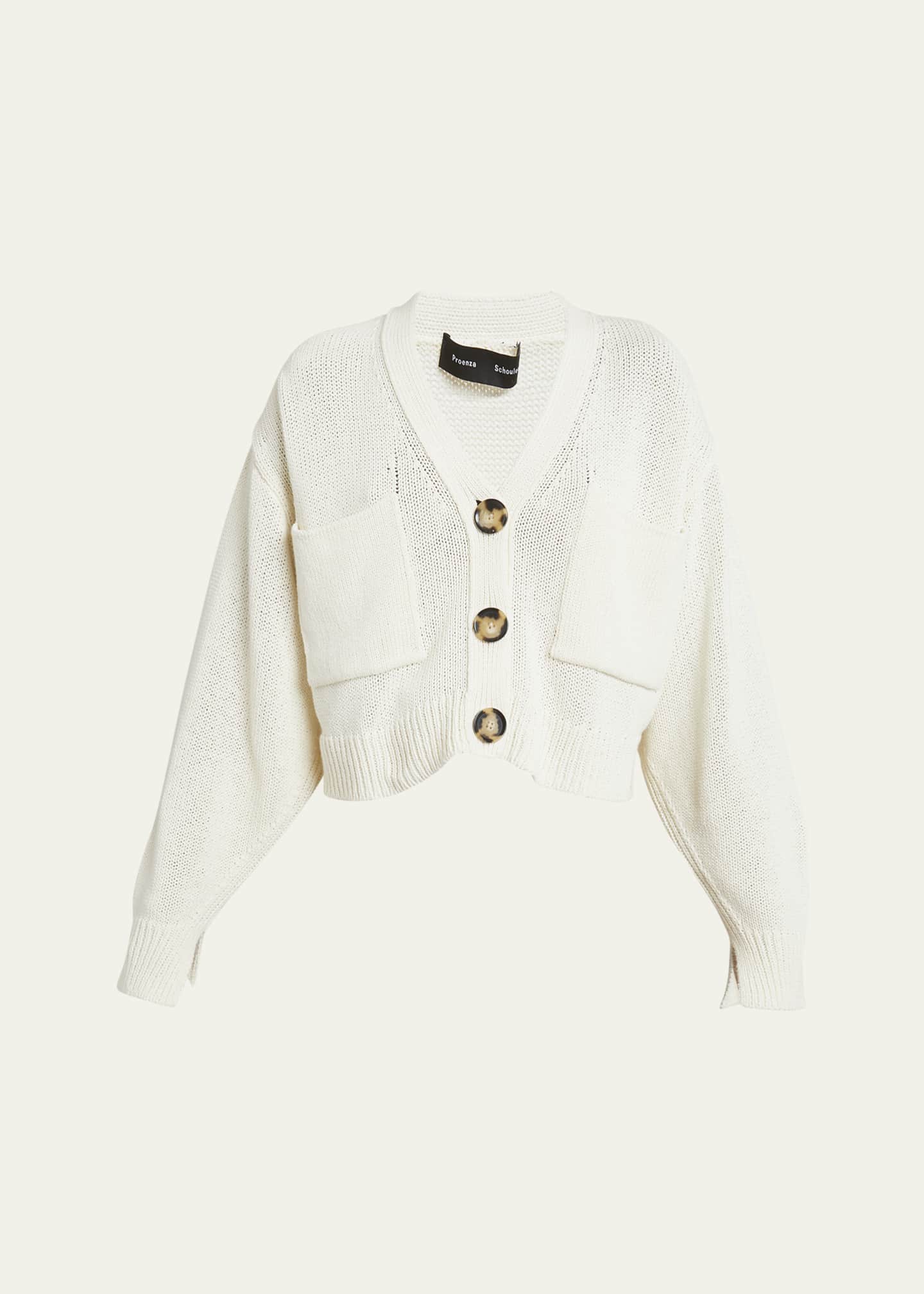 Proenza Schouler Sofia Crop Cotton Knit Cardigan Image 1 of 5