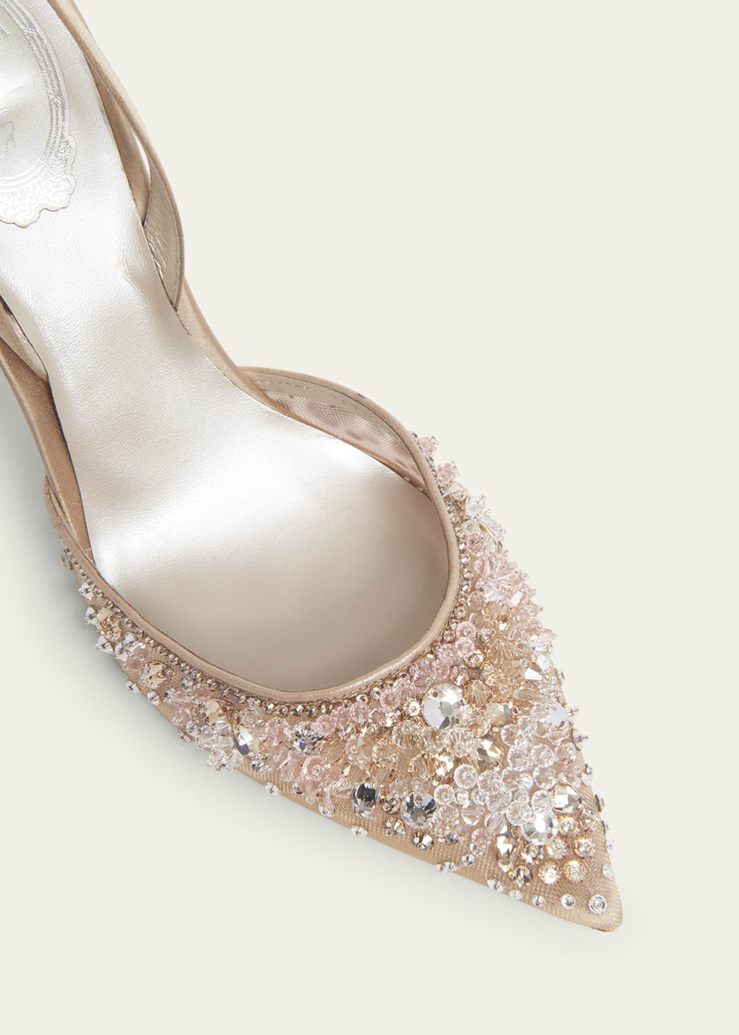 Rene Caovilla Crystal Embroidered Silk Slingback Pumps Image 3 of 3