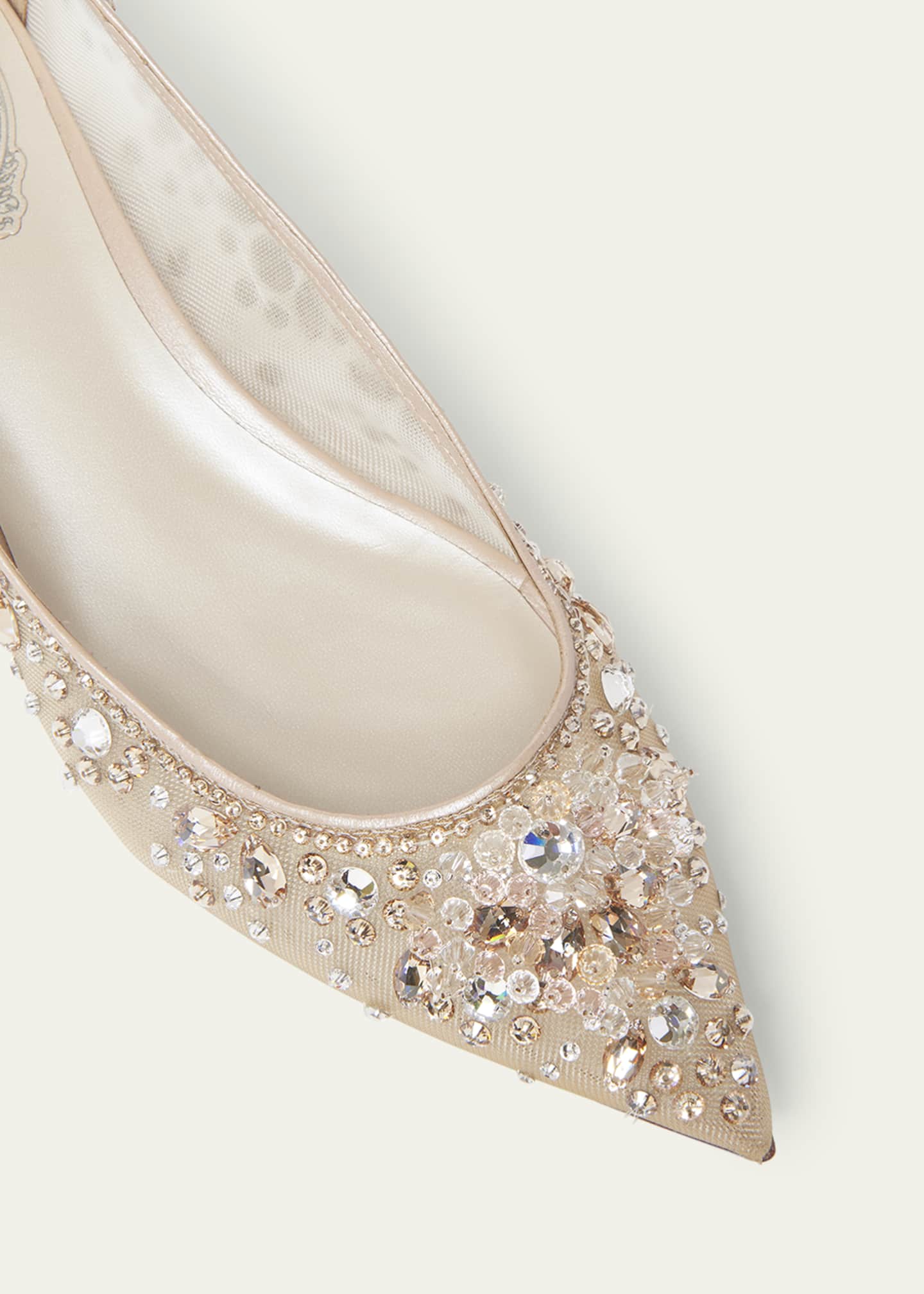 Rene Caovilla Crystal Embroidered Mesh Ballerina Flats Image 3 of 3