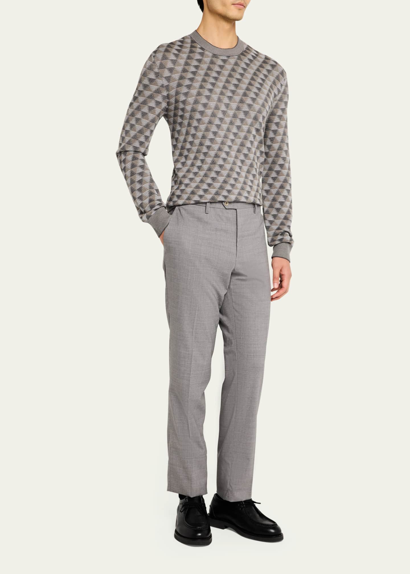 Giorgio Armani Men's Tricolor Triangle Wool Sweater Image 2 of 5
