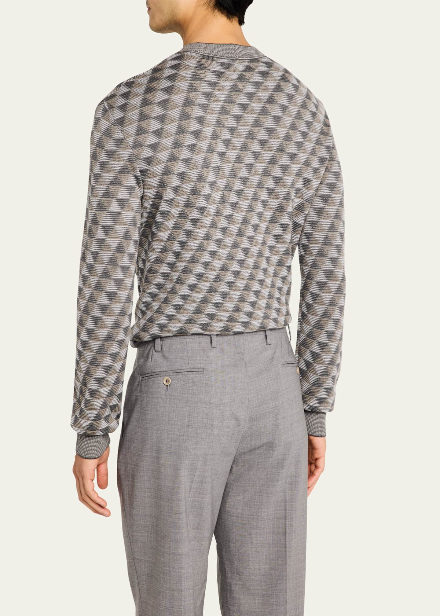 Giorgio Armani Men's Tricolor Triangle Wool Sweater Image 3 of 5