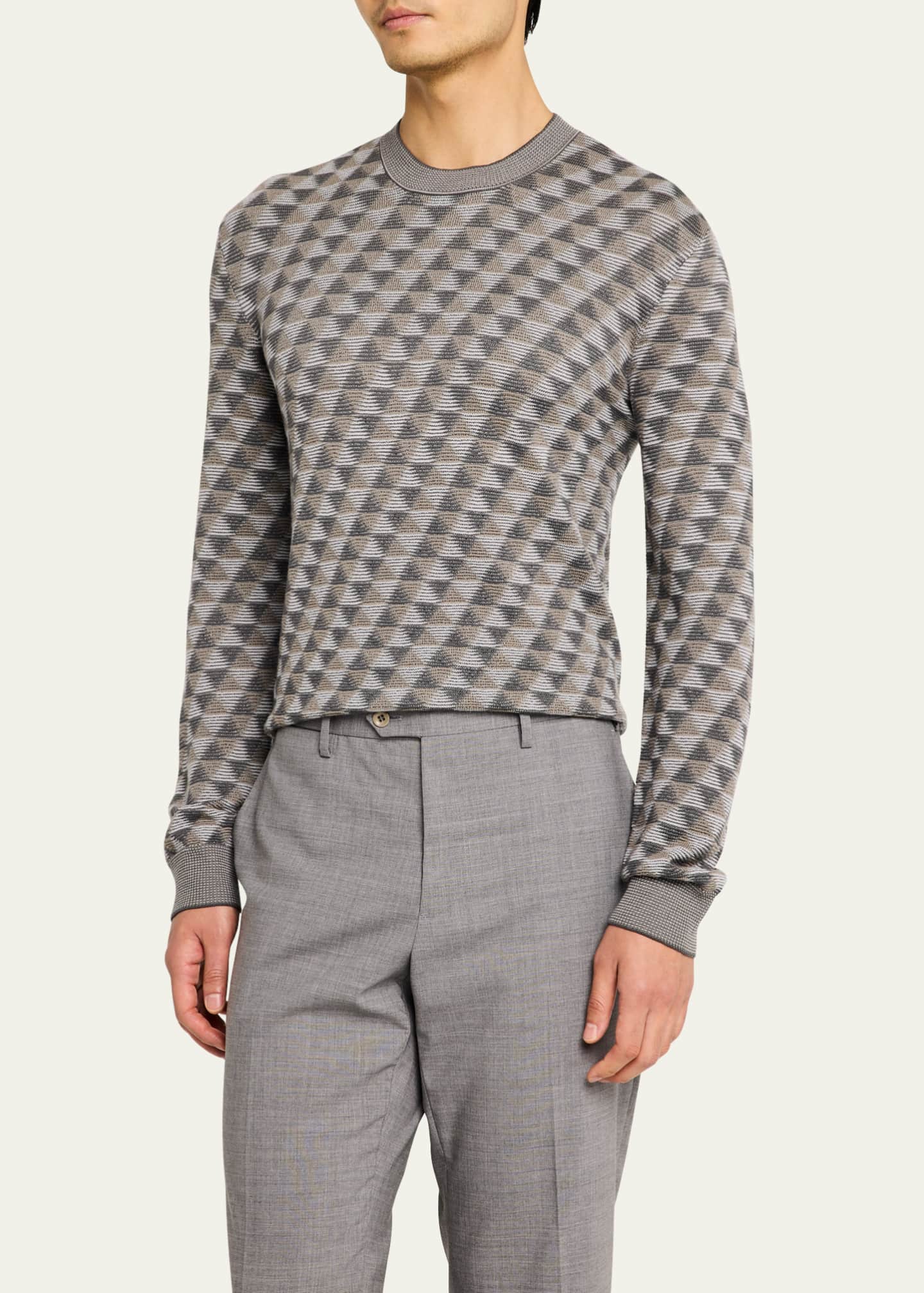 Giorgio Armani Men's Tricolor Triangle Wool Sweater Image 4 of 5