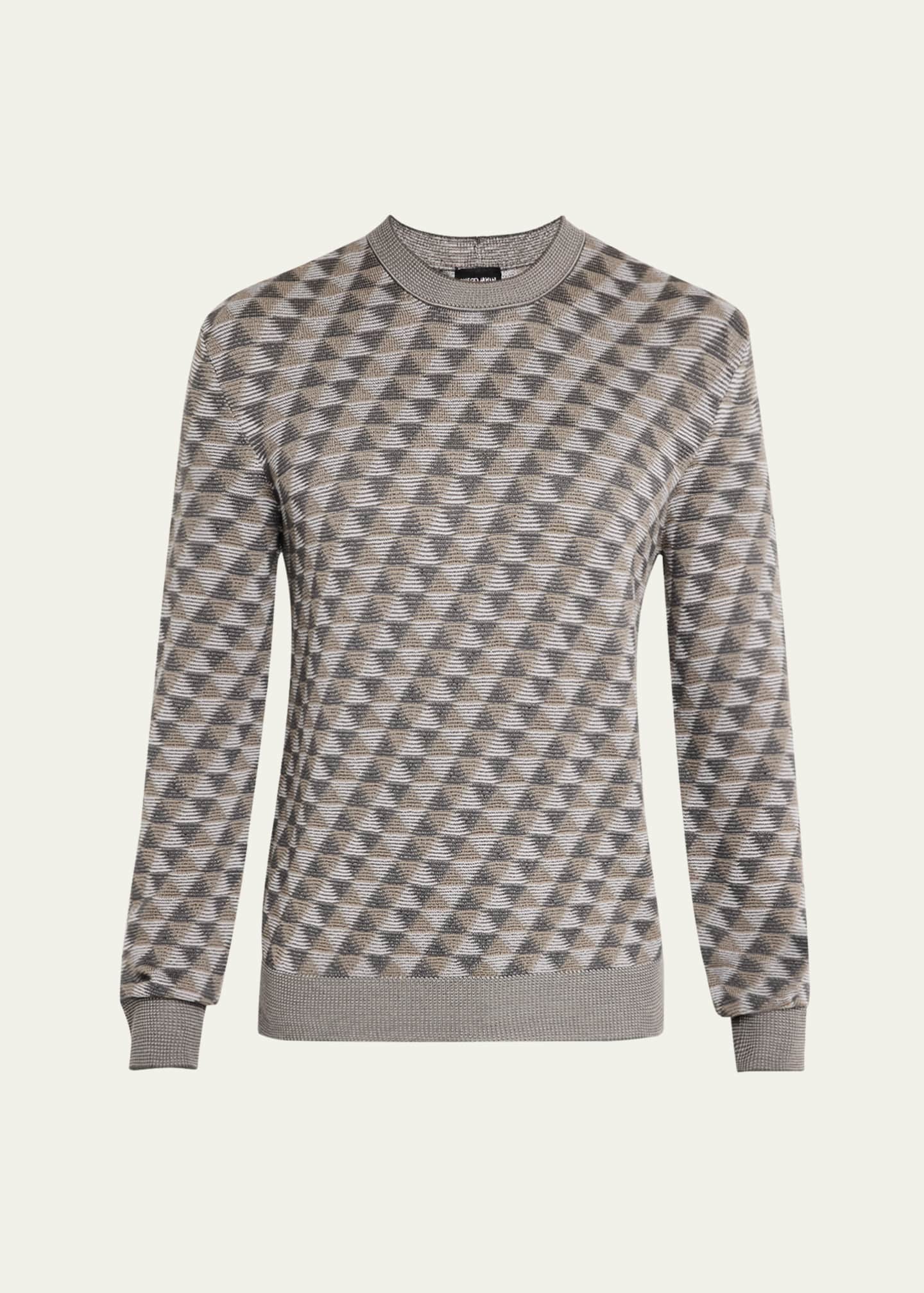 Giorgio Armani Men's Tricolor Triangle Wool Sweater Image 1 of 5