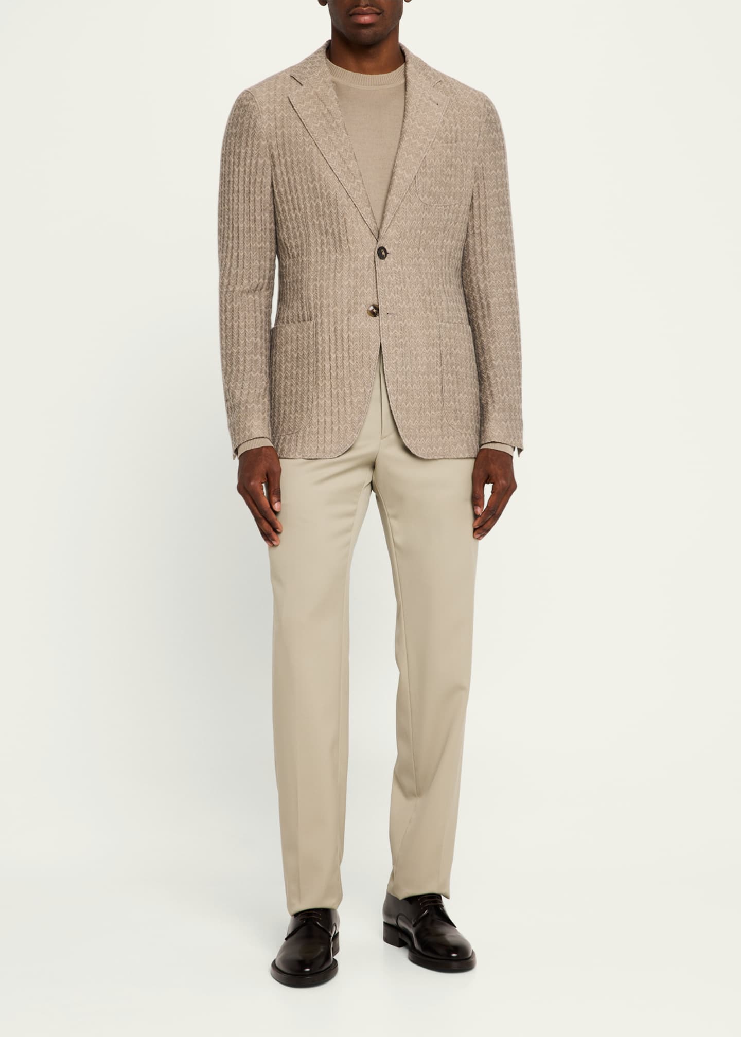 Giorgio Armani Men's Cashmere-Silk Deconstructed Chevron Blazer