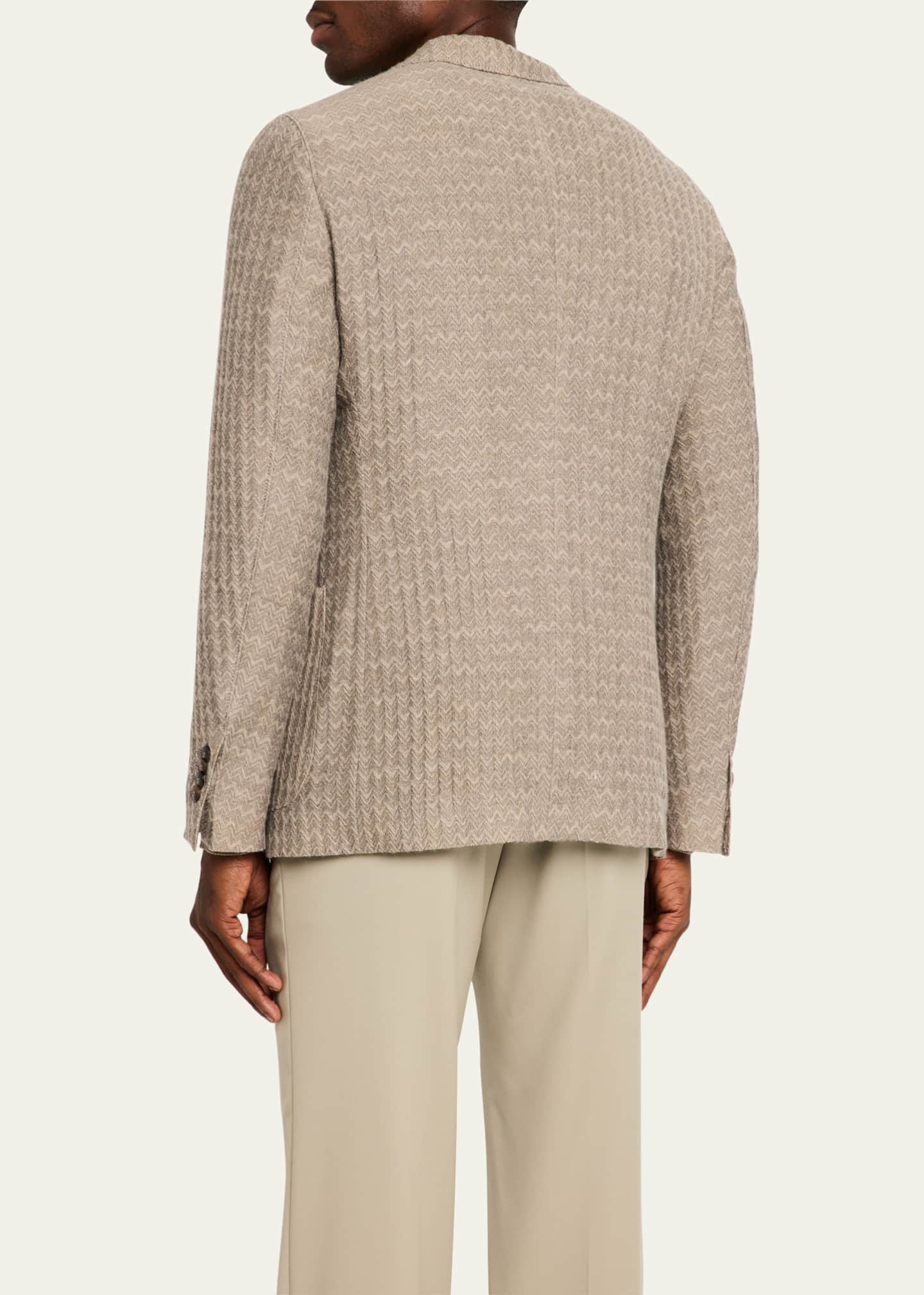 Giorgio Armani Men's Cashmere-Silk Deconstructed Chevron Blazer