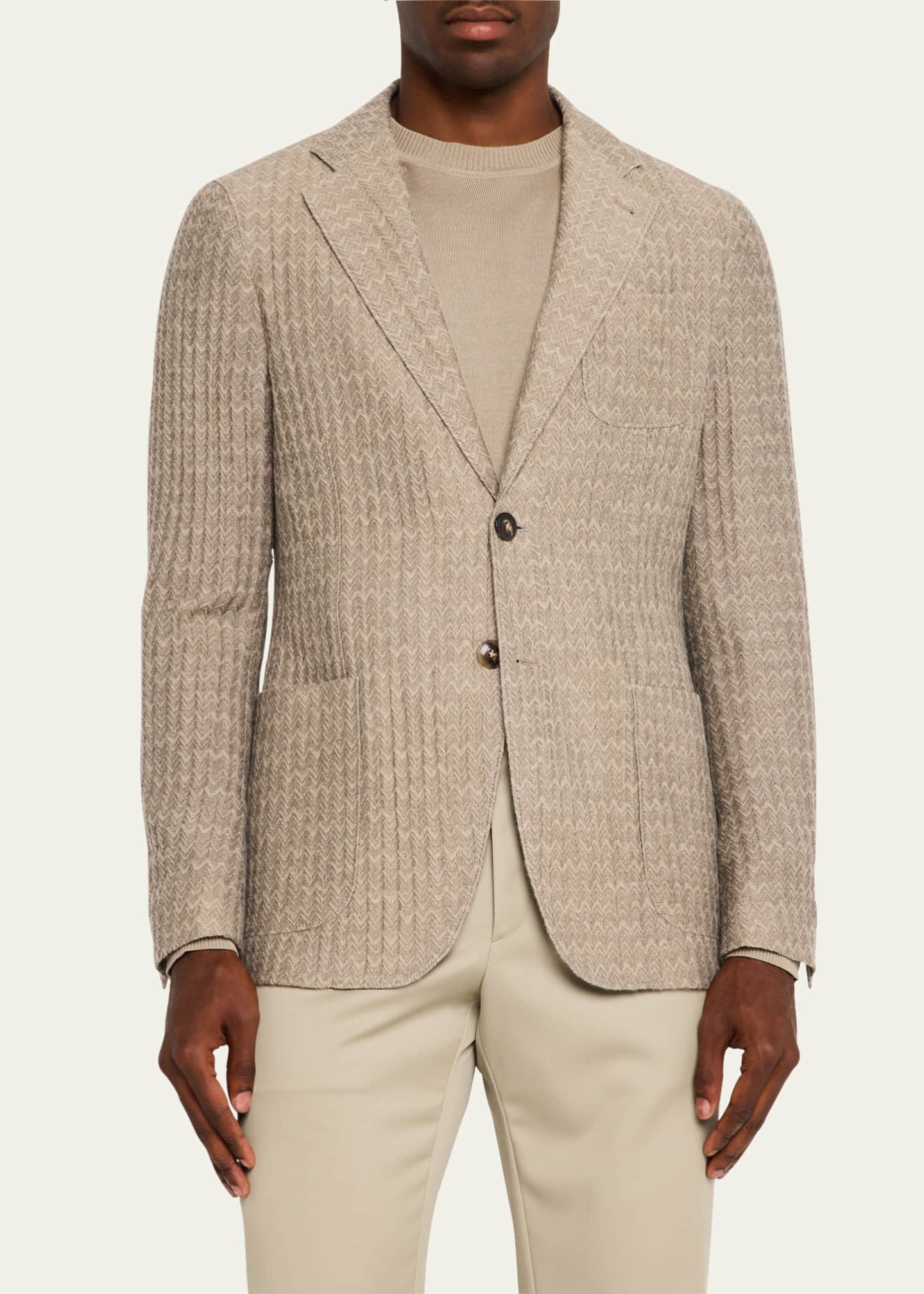 Giorgio Armani Men's Cashmere-Silk Deconstructed Chevron Blazer