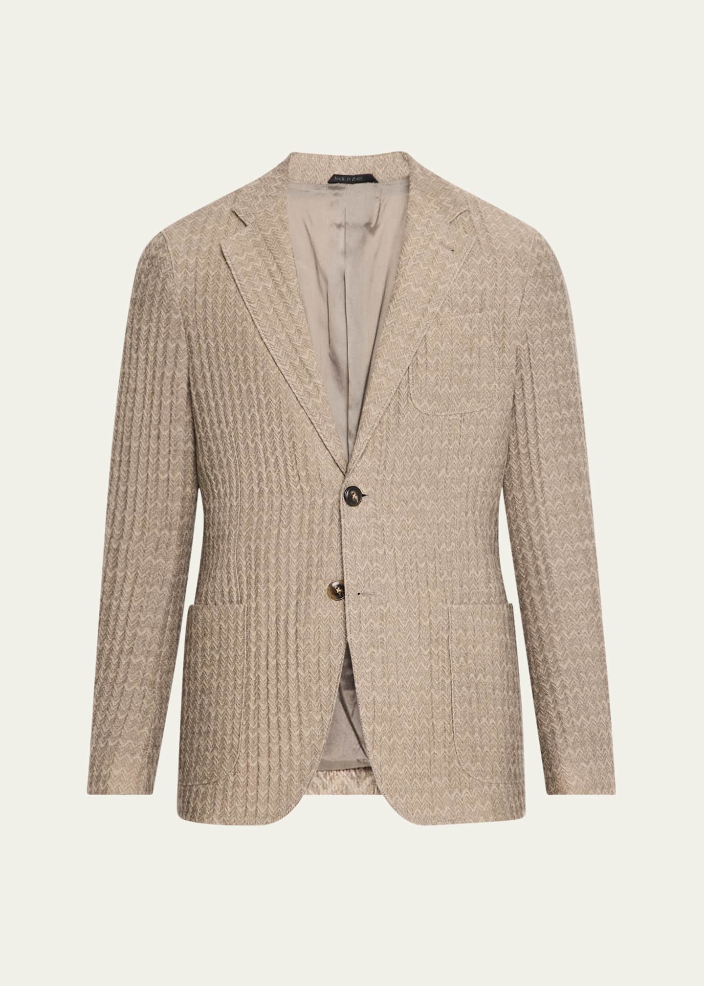 Giorgio Armani Men's Cashmere-Silk Deconstructed Chevron Blazer