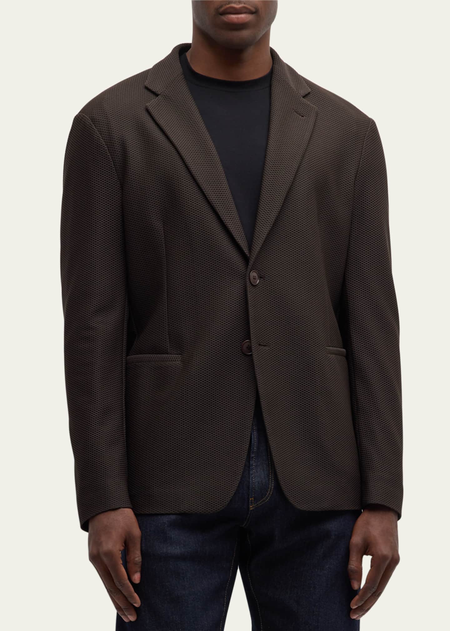 Giorgio Armani Men's Nylon Rice Stitch Two-Button Blazer Image 4 of 5