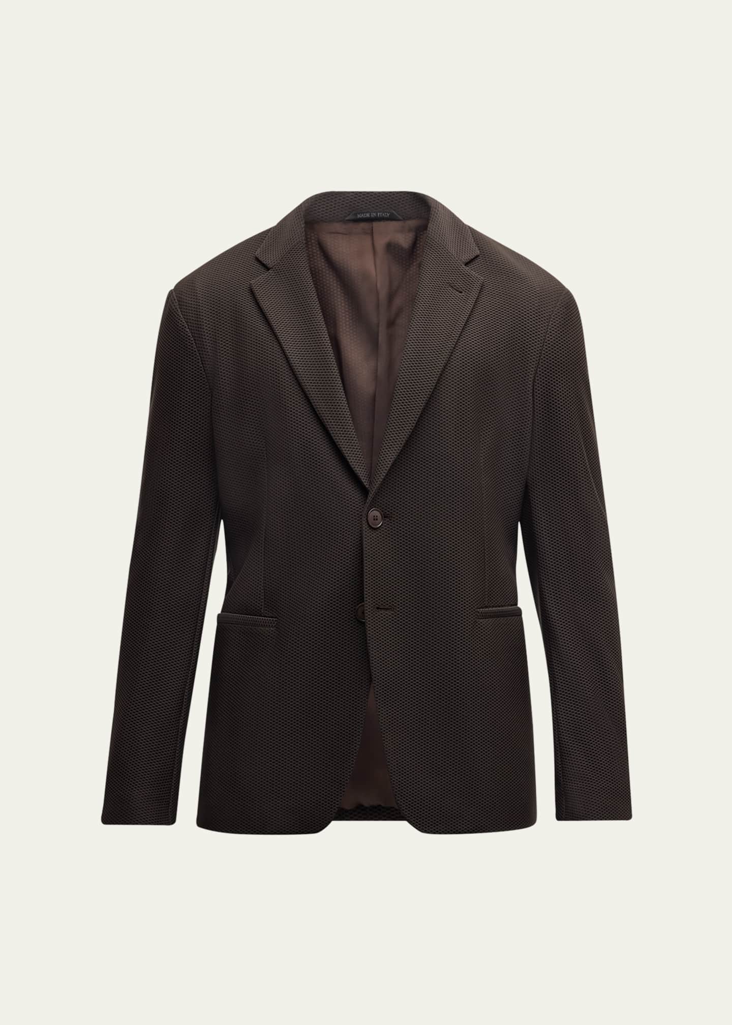 Giorgio Armani Men's Nylon Rice Stitch Two-Button Blazer Image 1 of 5