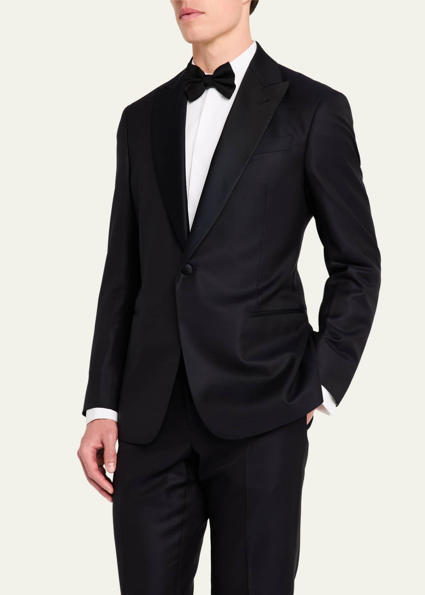 Giorgio Armani Men's Wool-Silk Solid Tuxedo Image 4 of 8