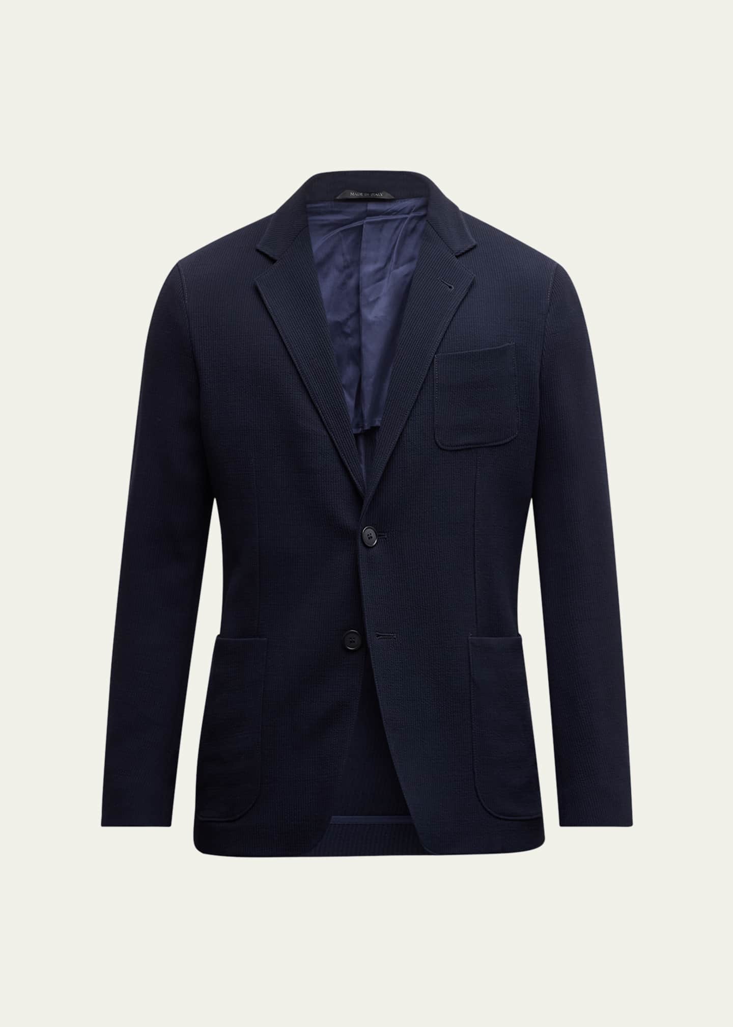 Giorgio Armani Men's Velvet Cannete-Effect Blazer Image 1 of 5