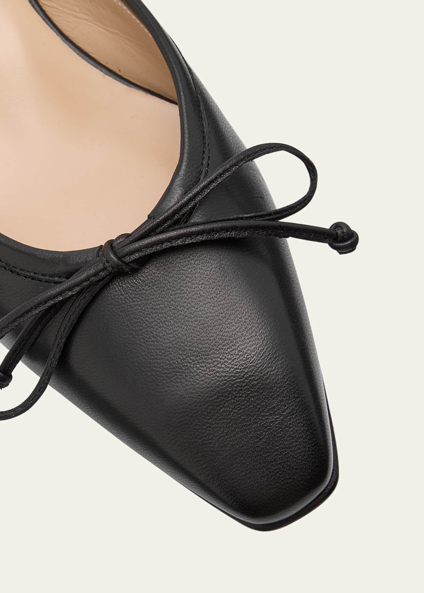 Manolo Blahnik Lambskin Bow Ballerina Mules Image 4 of 5