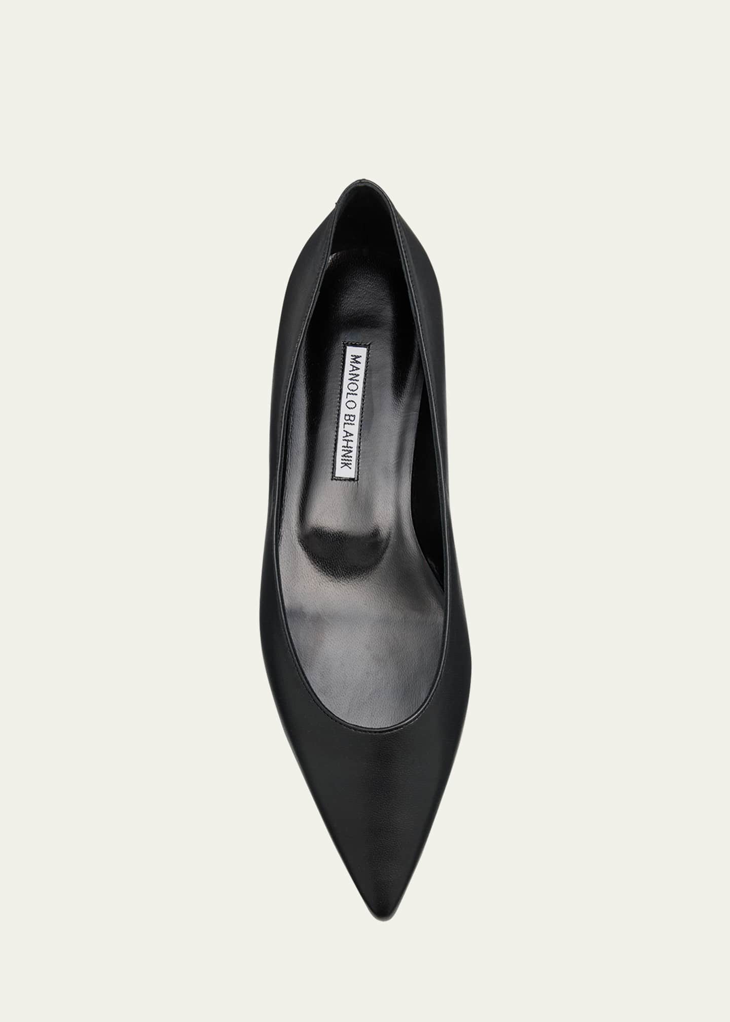 Manolo Blahnik Gala Lambskin Point-Toe Ballerina Flats Image 5 of 5
