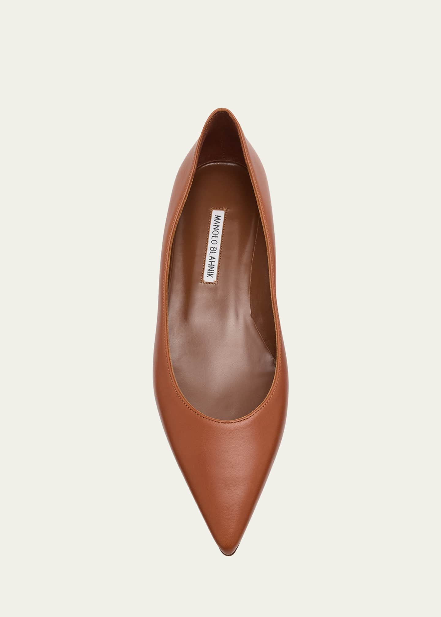 Manolo Blahnik Gala Lambskin Point-Toe Ballerina Flats Image 5 of 5