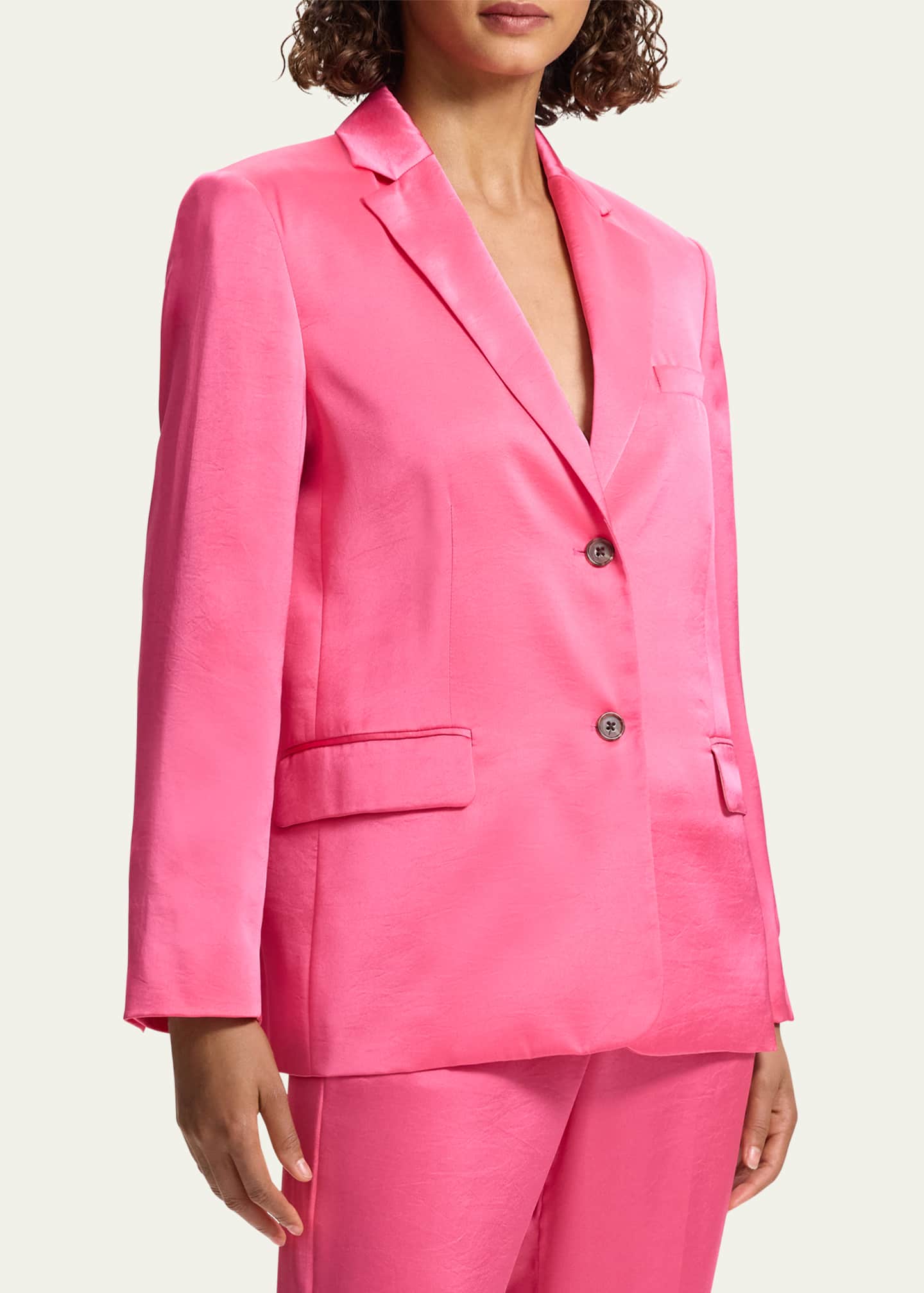 Theory Crushed Satin Two Button Blazer