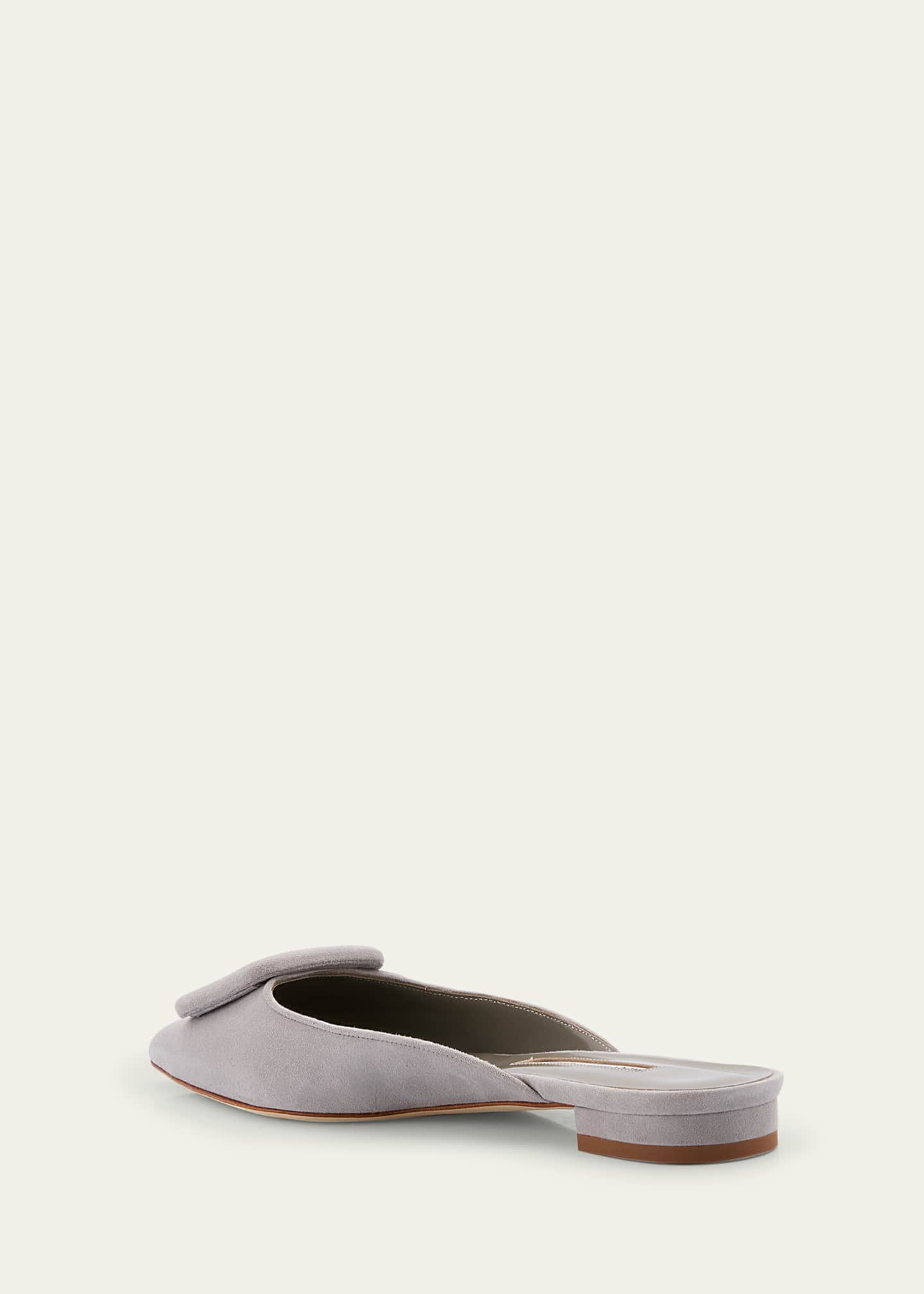 Manolo Blahnik Maysale Suede Buckle Ballerina Mules Image 2 of 4