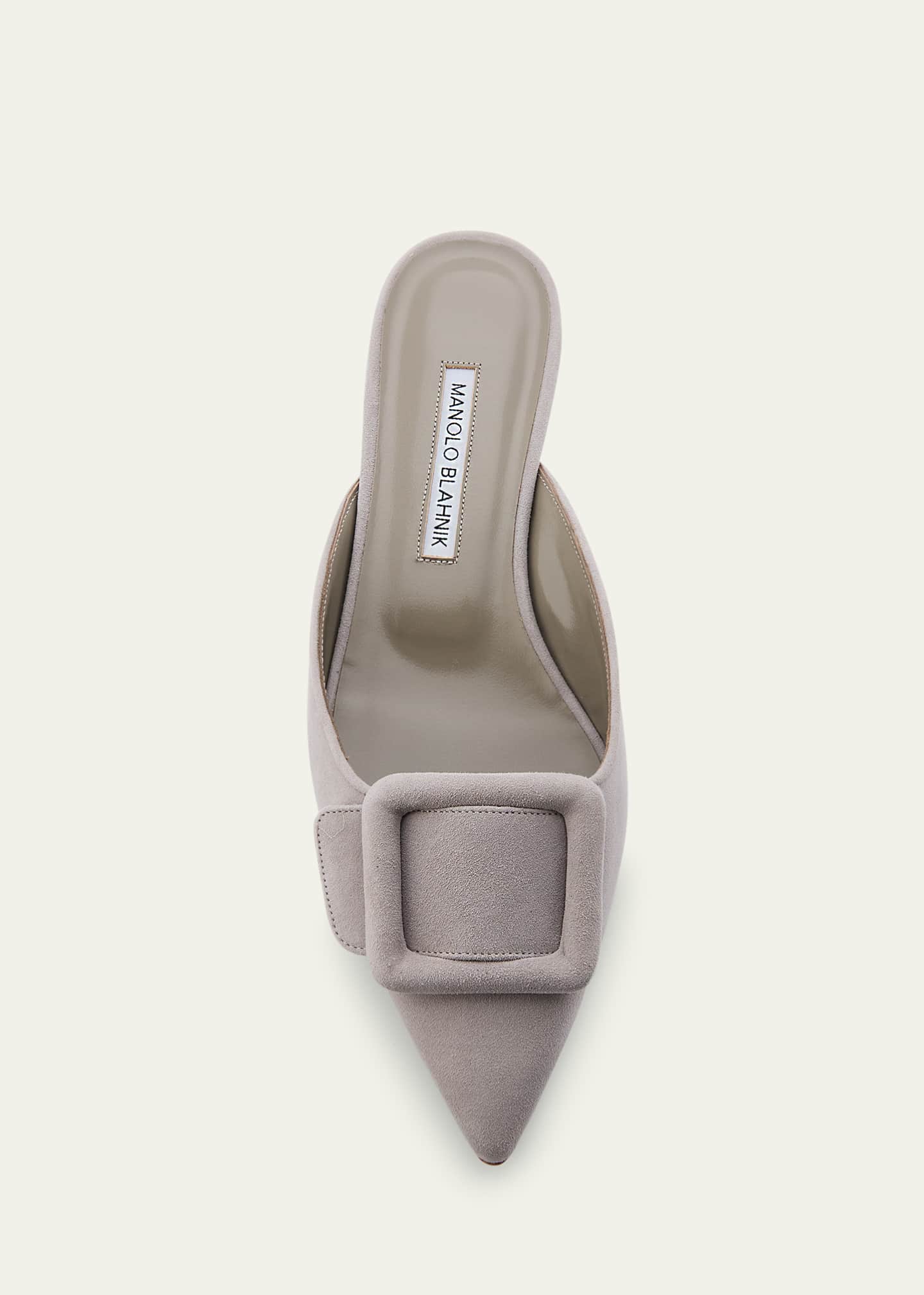 Manolo Blahnik Maysale Suede Buckle Ballerina Mules Image 4 of 4