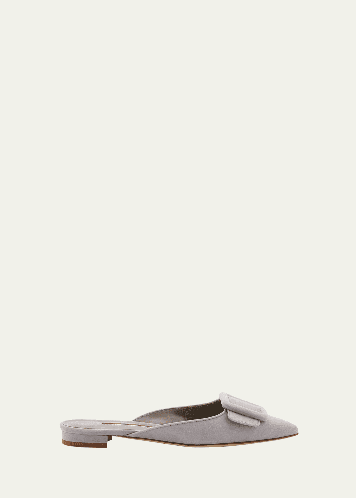 Manolo Blahnik Maysale Suede Buckle Ballerina Mules Image 1 of 4