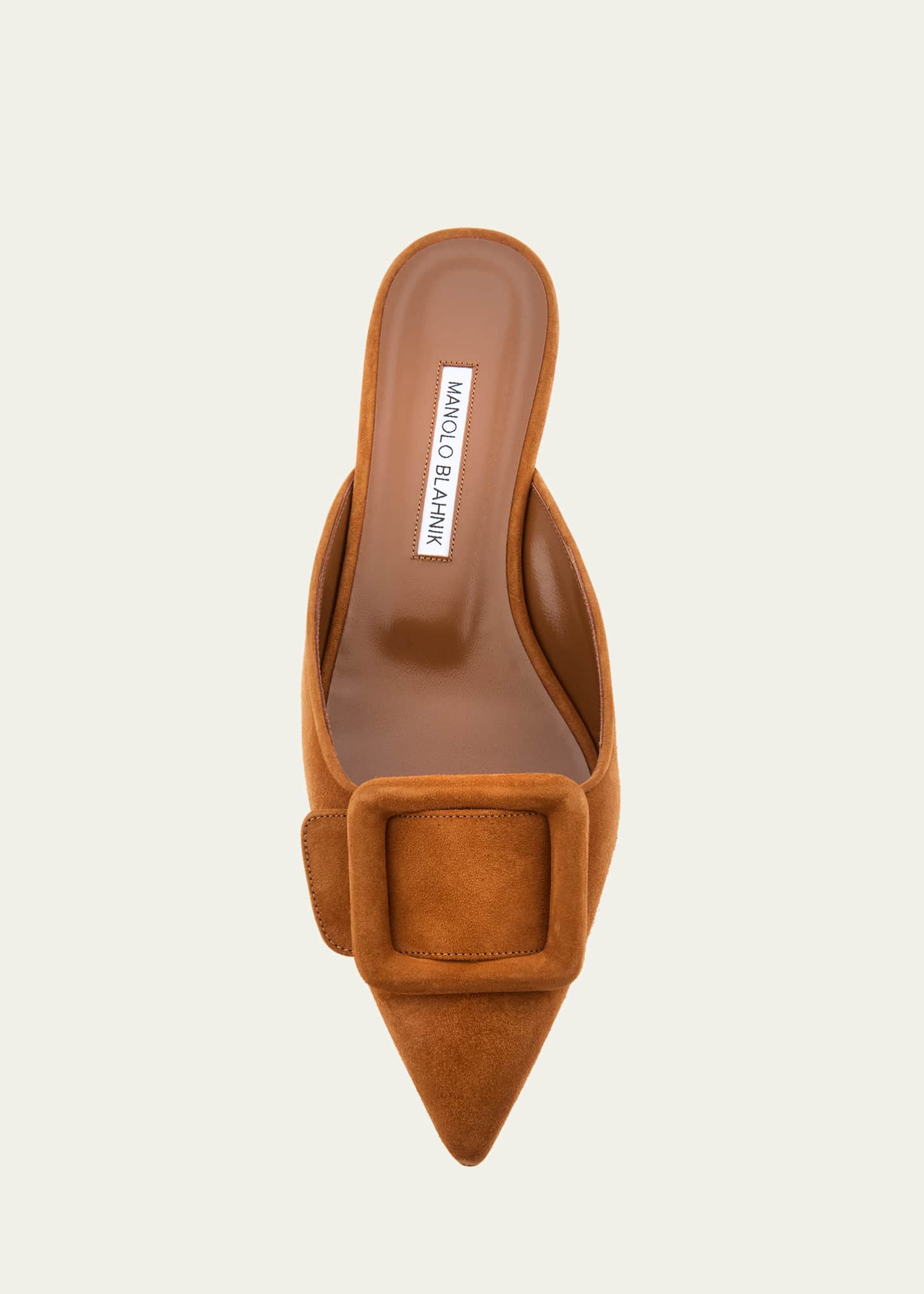 Manolo Blahnik Maysale Suede Buckle Ballerina Mules Image 4 of 4