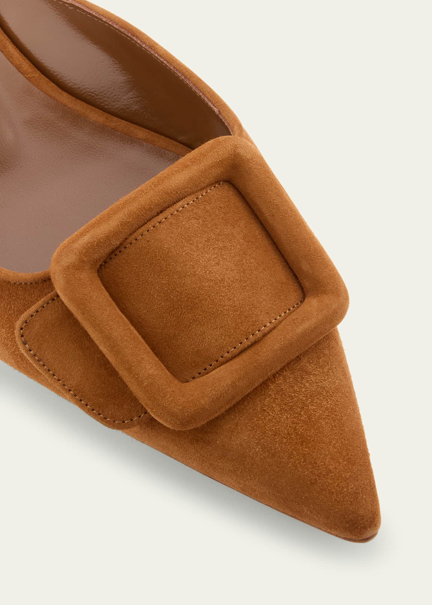 Manolo Blahnik Maysale Suede Buckle Ballerina Mules Image 3 of 4