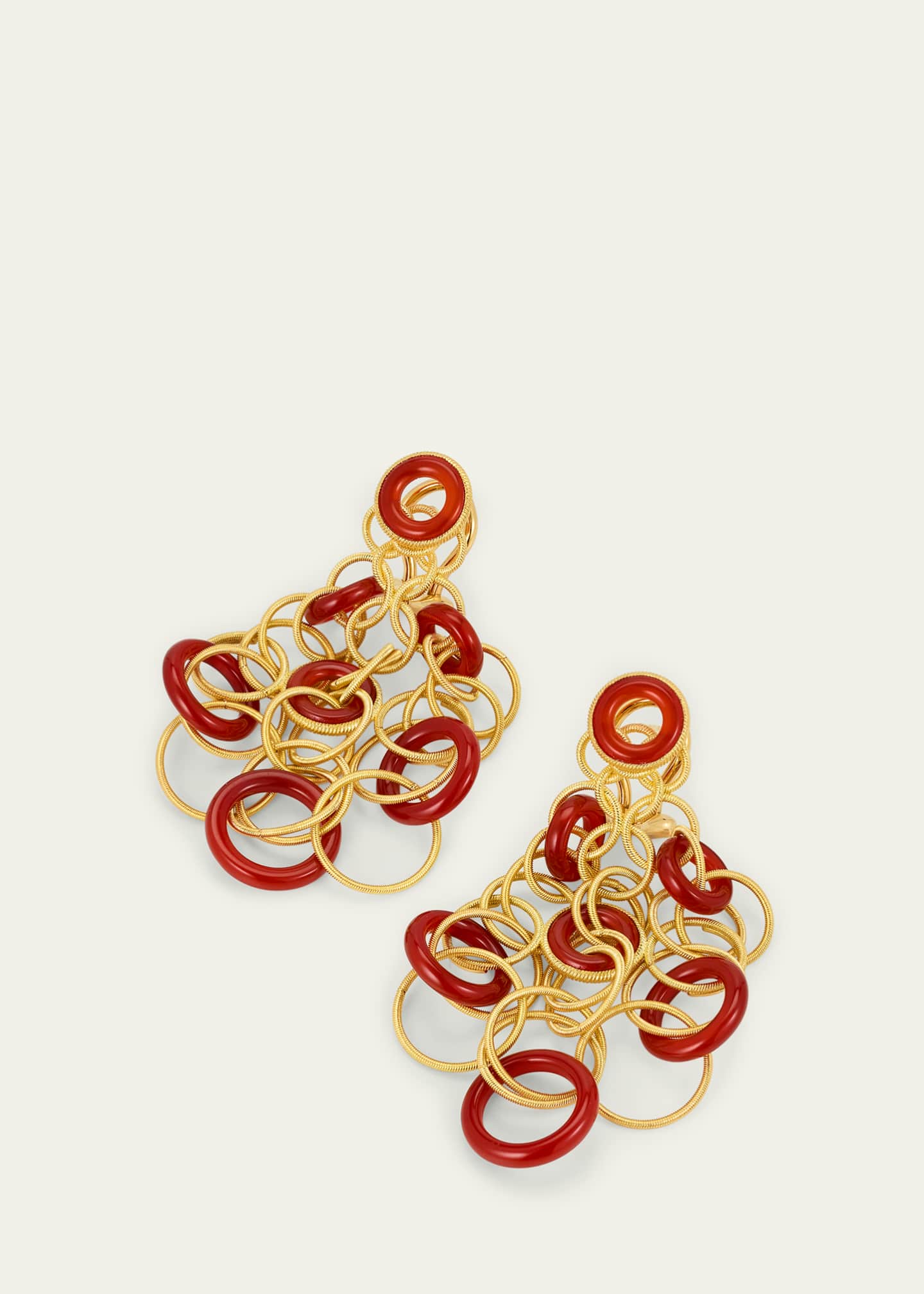 Buccellati Hawaii Color 18K Yellow Gold Carnelian Pendant Earrings, 5cm Image 3 of 4