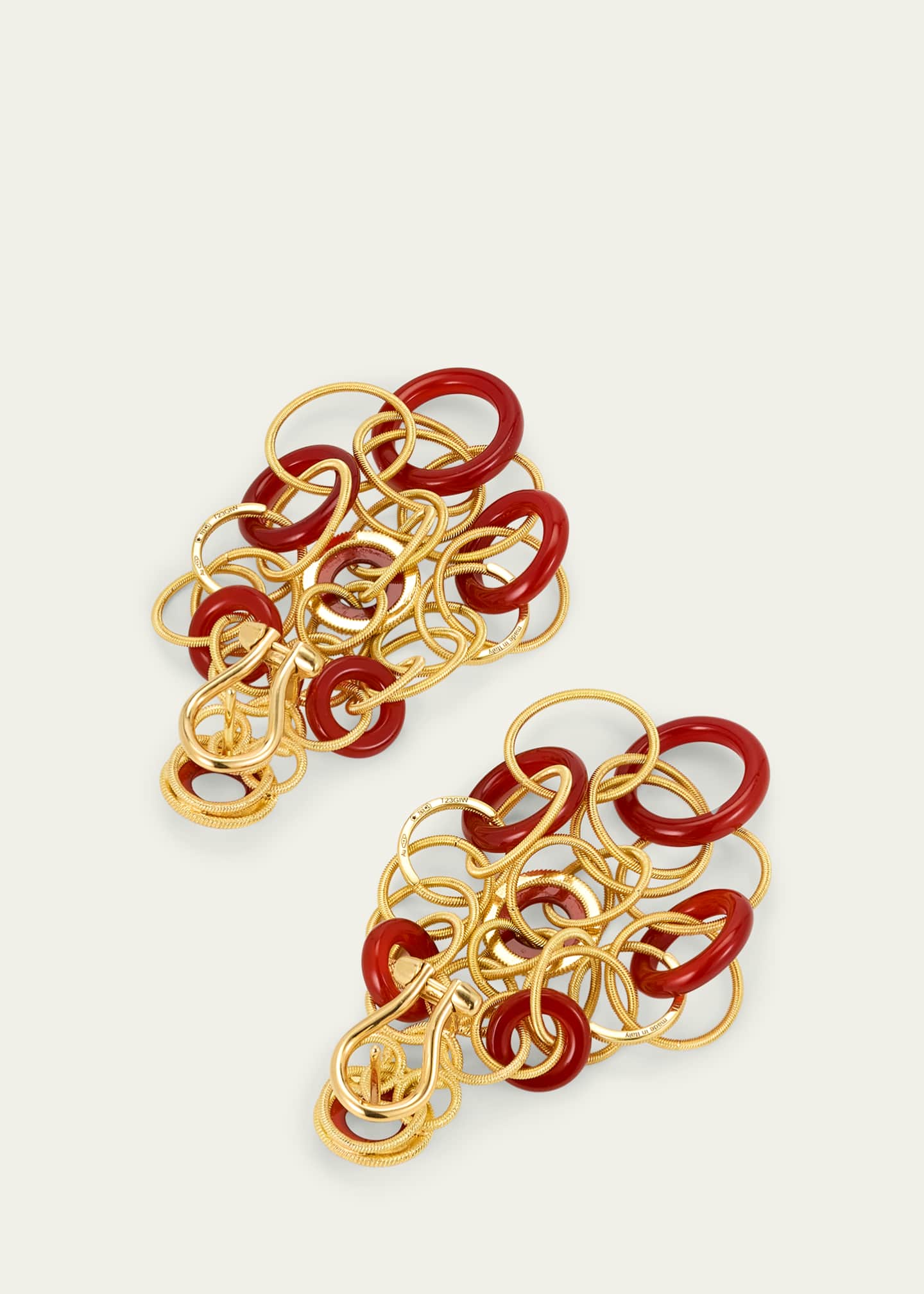 Buccellati Hawaii Color 18K Yellow Gold Carnelian Pendant Earrings, 5cm Image 4 of 4