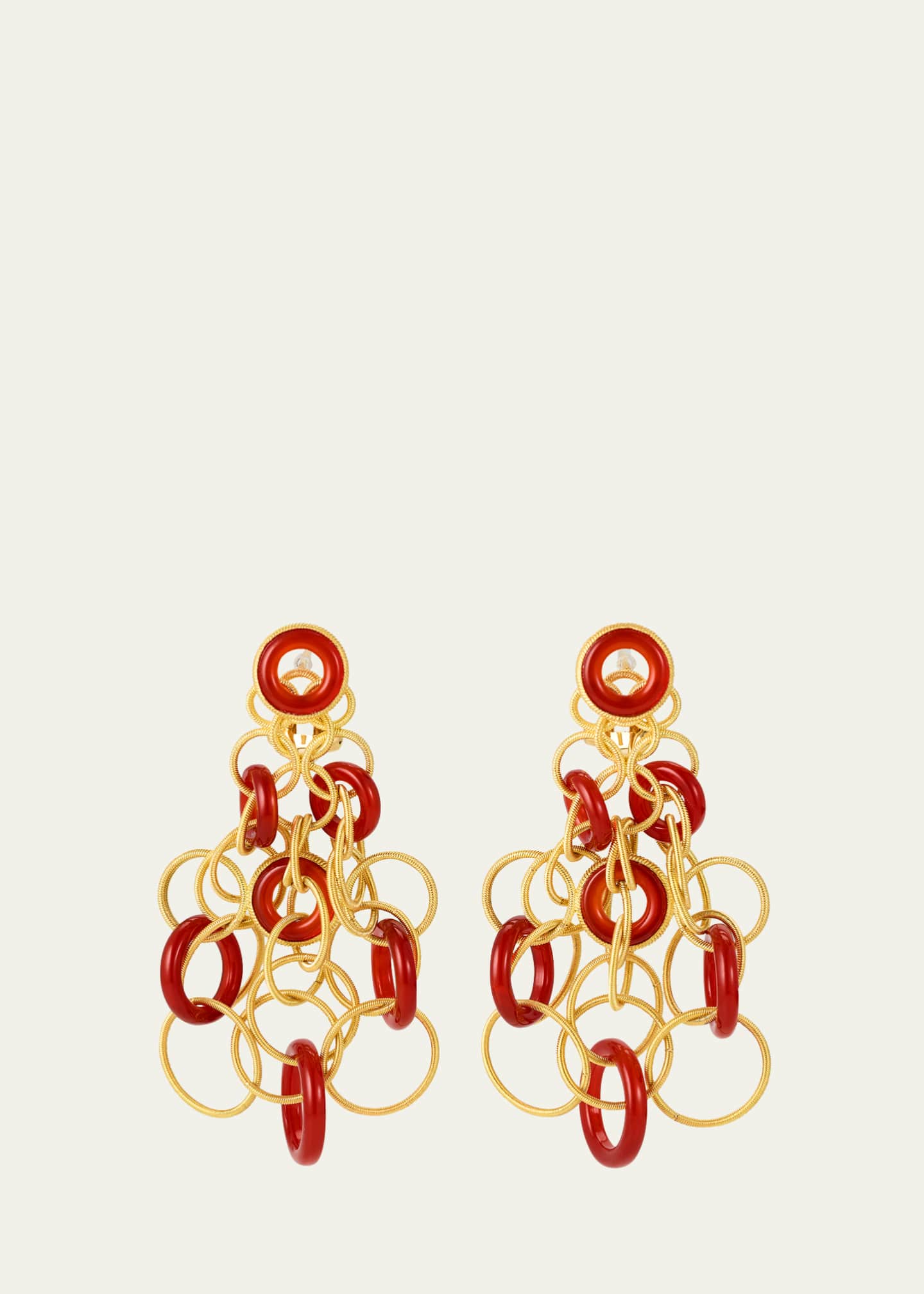 Buccellati Hawaii Color 18K Yellow Gold Carnelian Pendant Earrings, 5cm Image 1 of 4