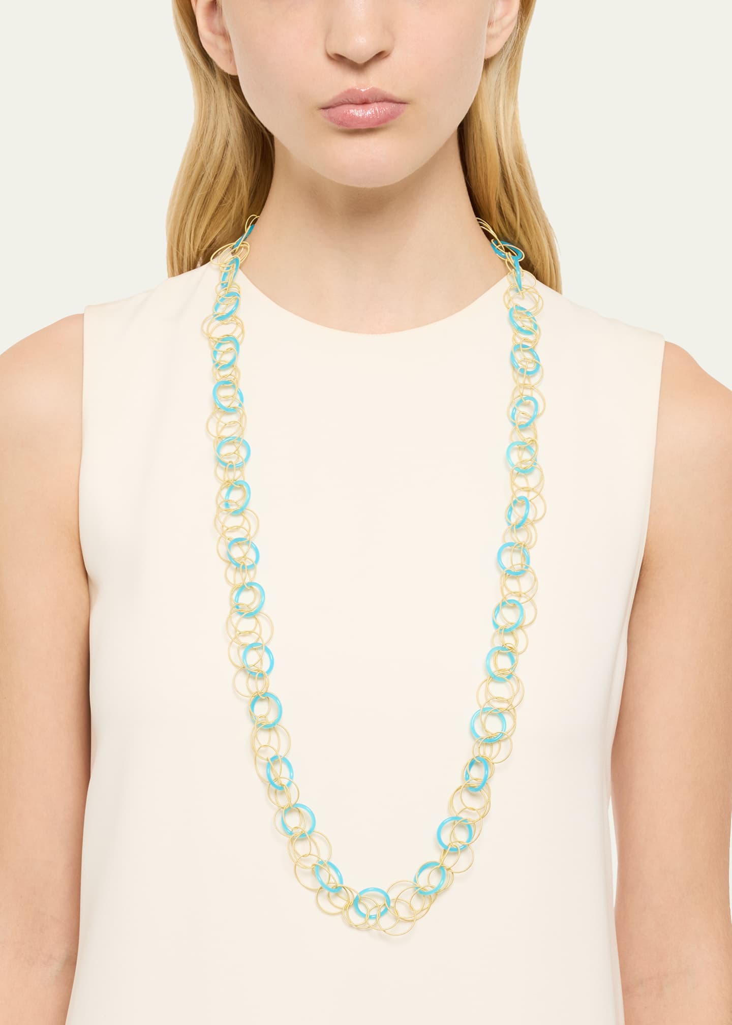 Buccellati Hawaii Color 18K Yellow Gold Chalcedony Long Necklace, 98cm Image 2 of 4