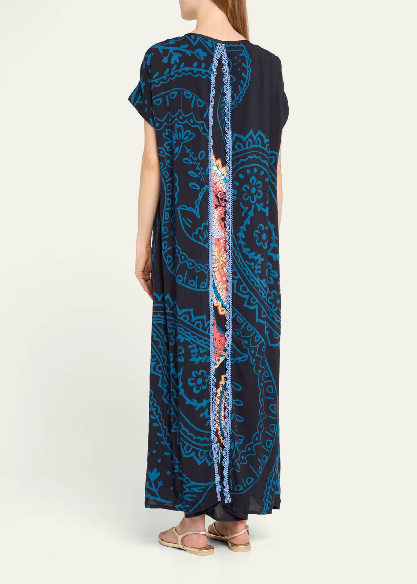 Verandah Paisley Hand Beaded Draped Kaftan Image 3 of 5