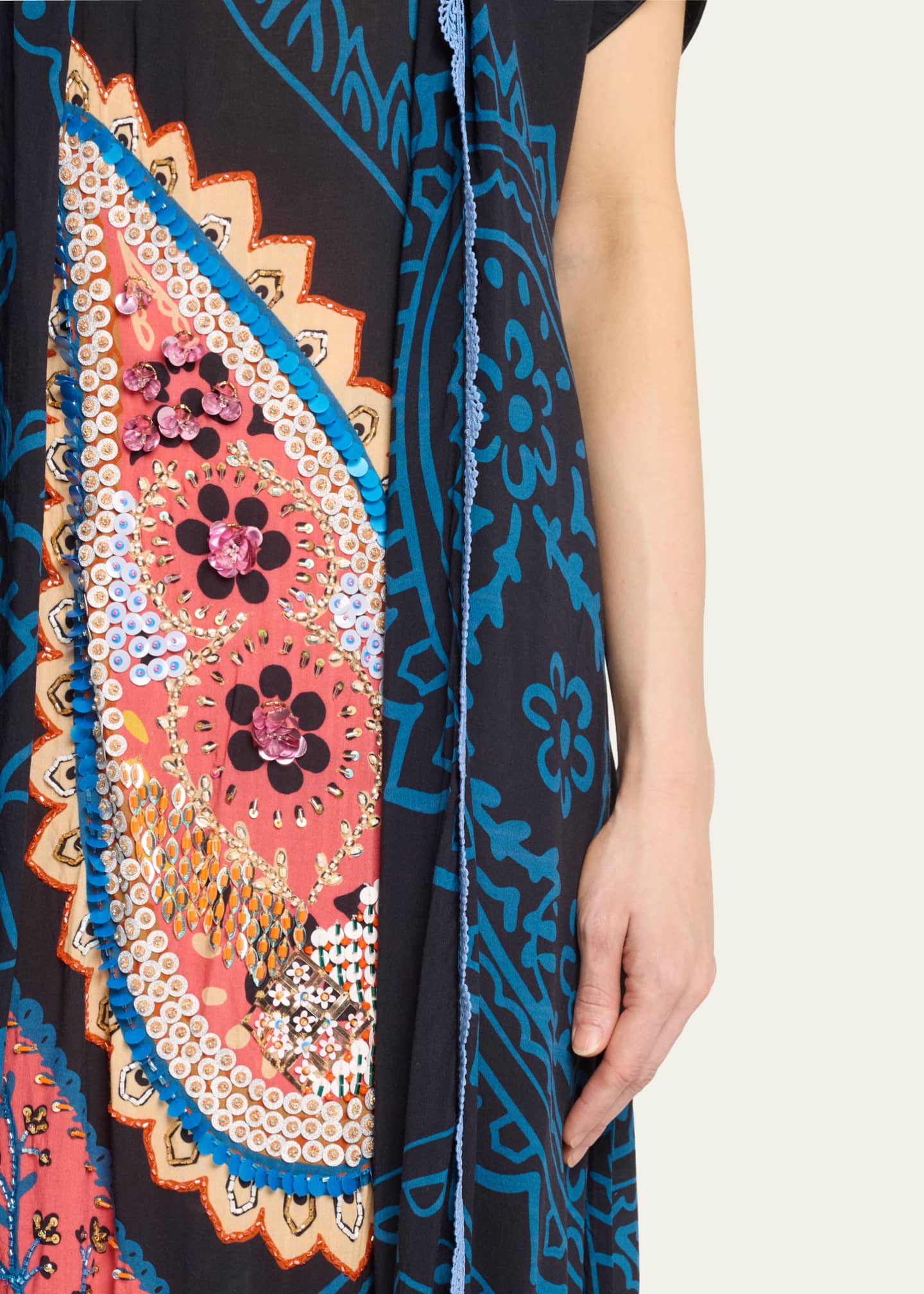 Verandah Paisley Hand Beaded Draped Kaftan Image 5 of 5