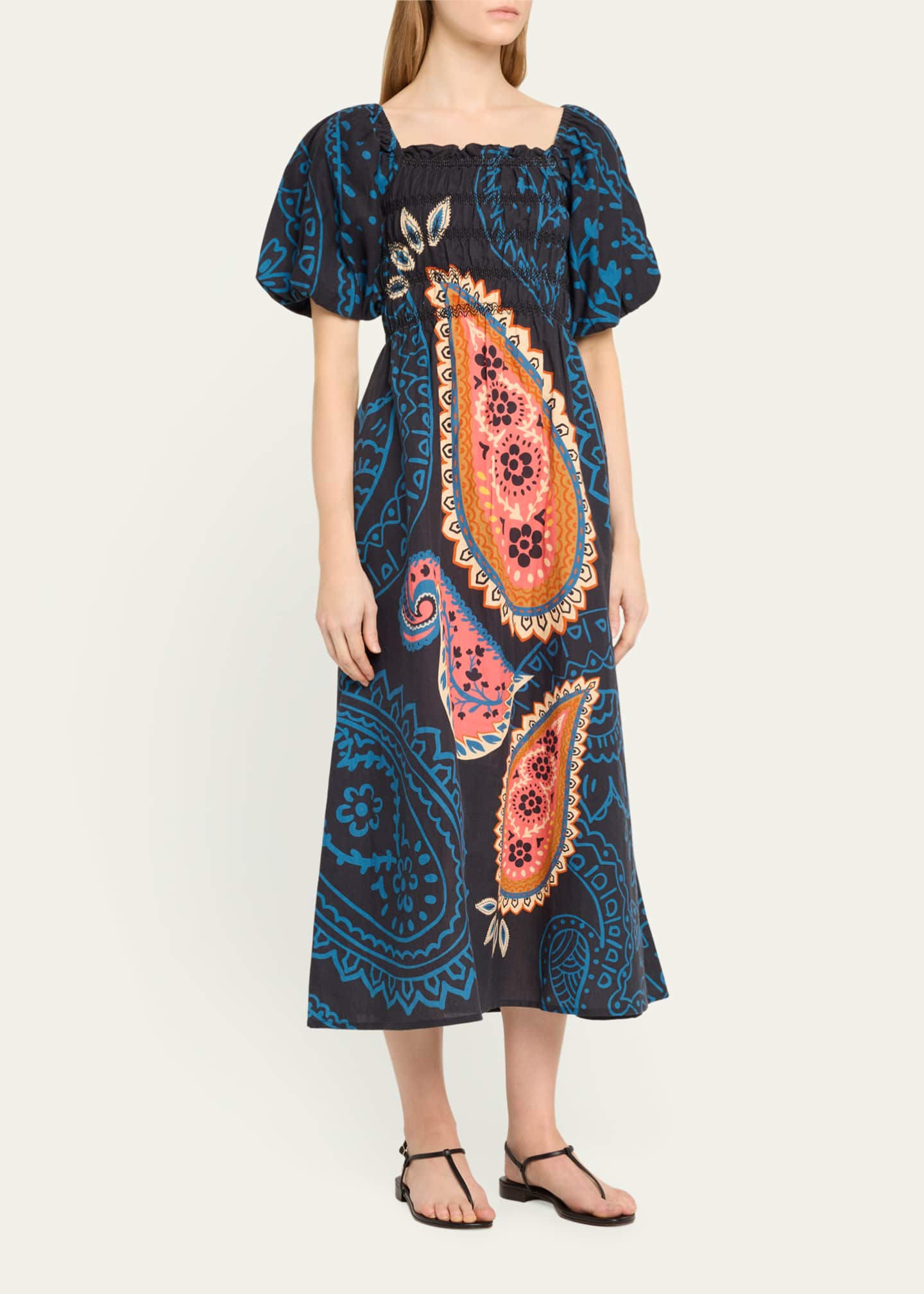 Verandah Paisley Printed Smocked Maxi Dress Image 4 of 5