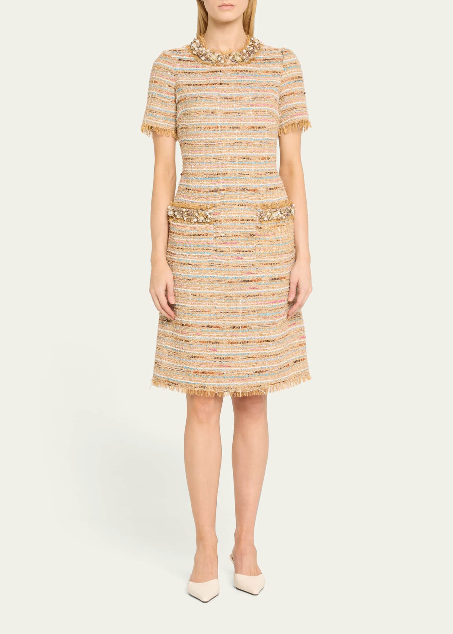 Ensemble 2 Pièces Teri Jon - Robe Et Veste Tweed Métallisé Avec Dentelle, Taille 8, Occasion