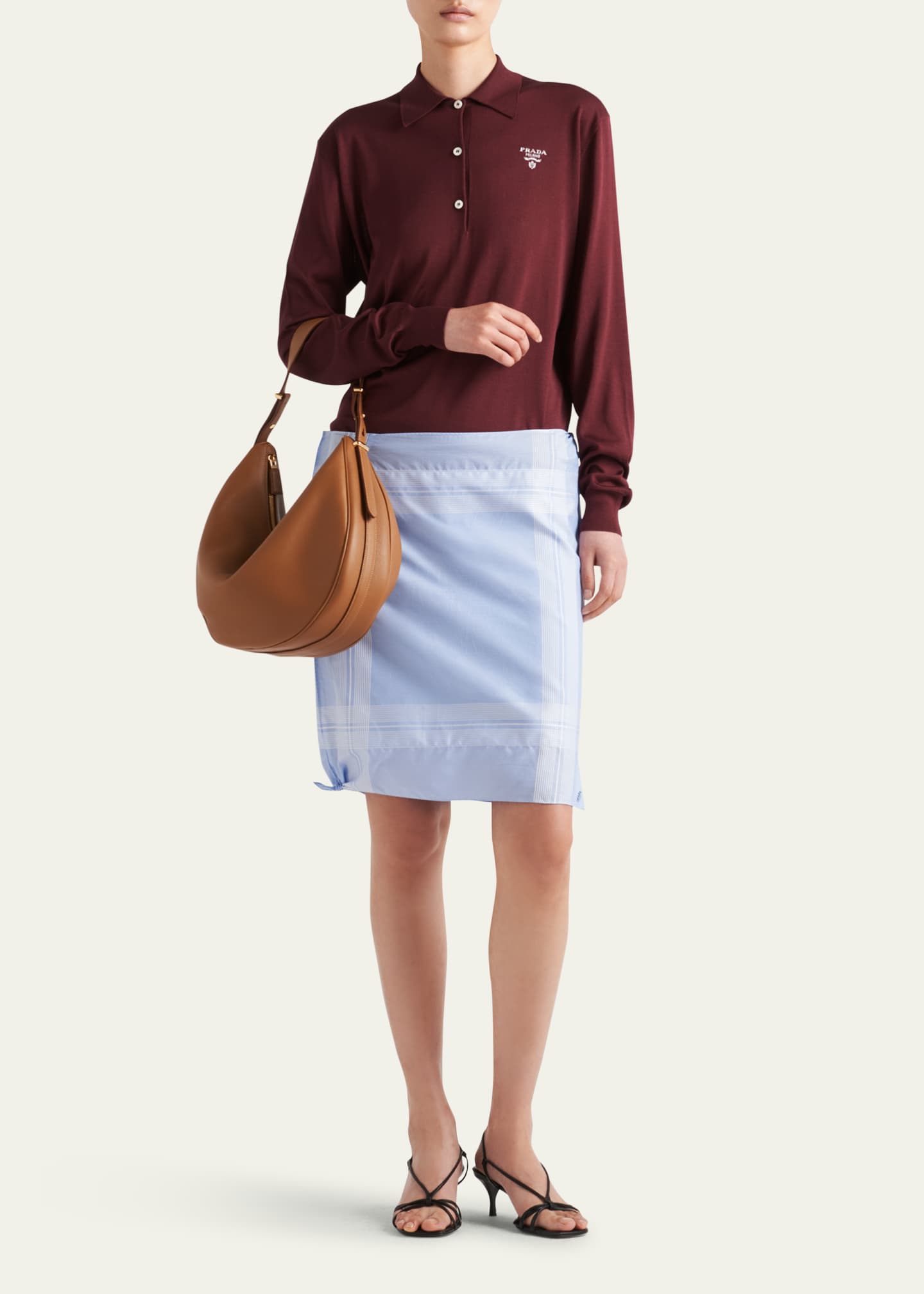 Prada Long Sleeve Silk Polo Shirt Image 2 of 3
